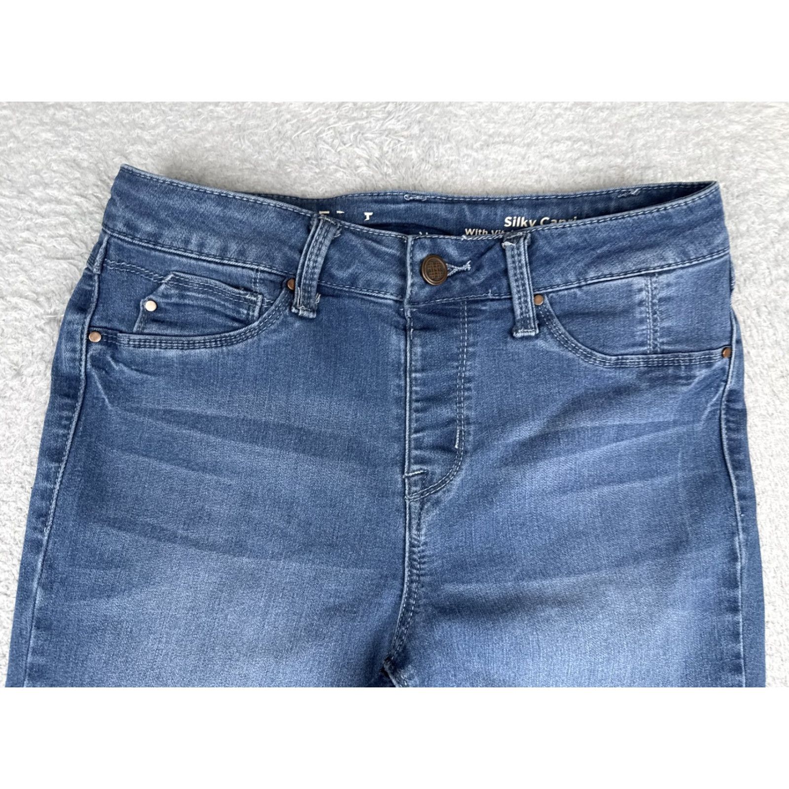 Vintage Laurie Felt Jeans Womens XS Blue Medium Wash Capri Mid Rise Capris Stretch 26 16 Casual City Vintage: No Size 26" / US 2 / IT 38 - 4 Thumbnail