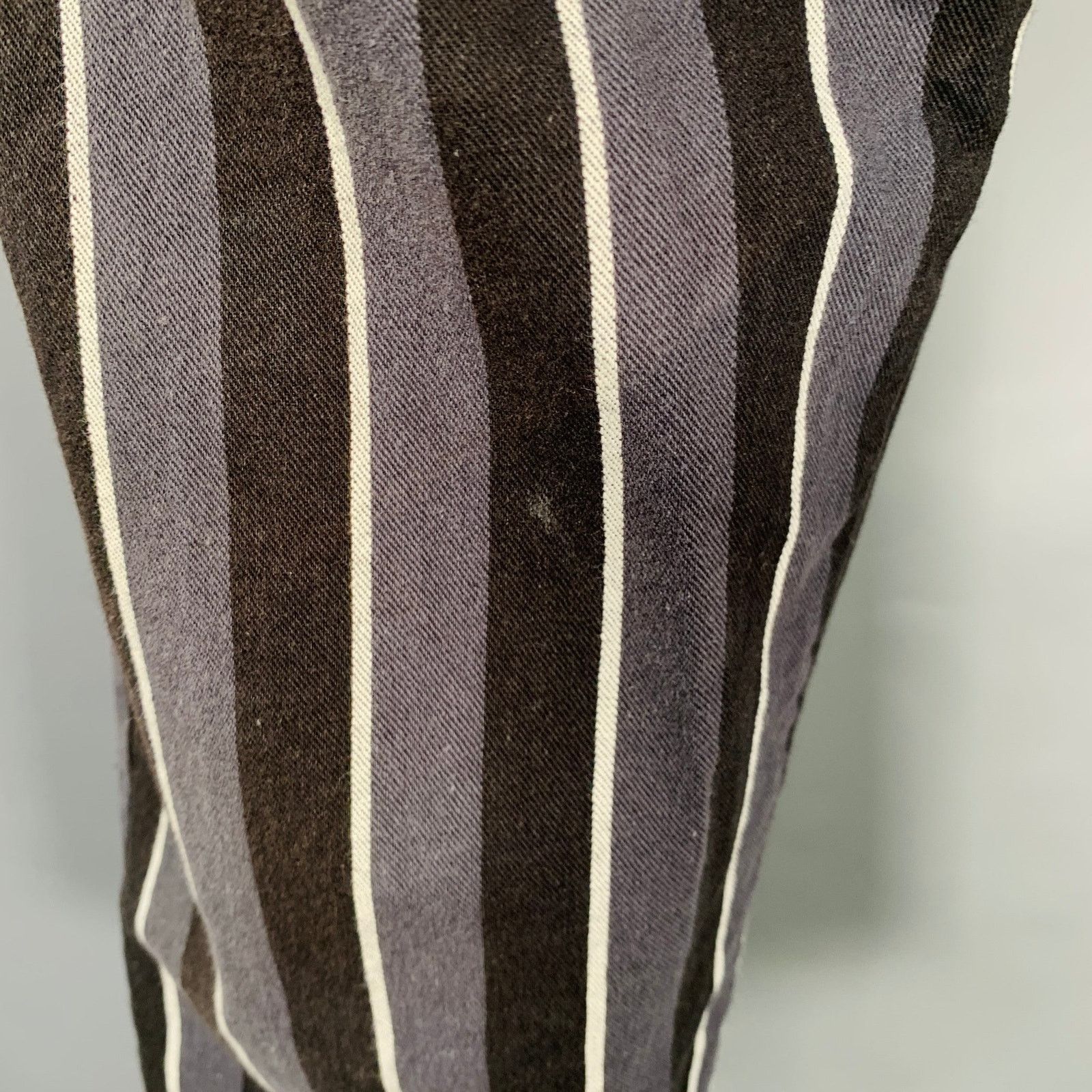 Other Grey Black White Stripe Cotton Flat Front Casual Pants Size US 34 / EU 50 - 4 Thumbnail