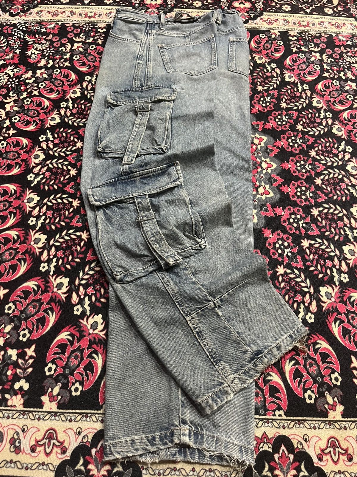 Tripp NYC Vintage Zara Tactical Cargo Grey Washed Baggy Jeans Size US 28 / EU 44 - 3 Thumbnail