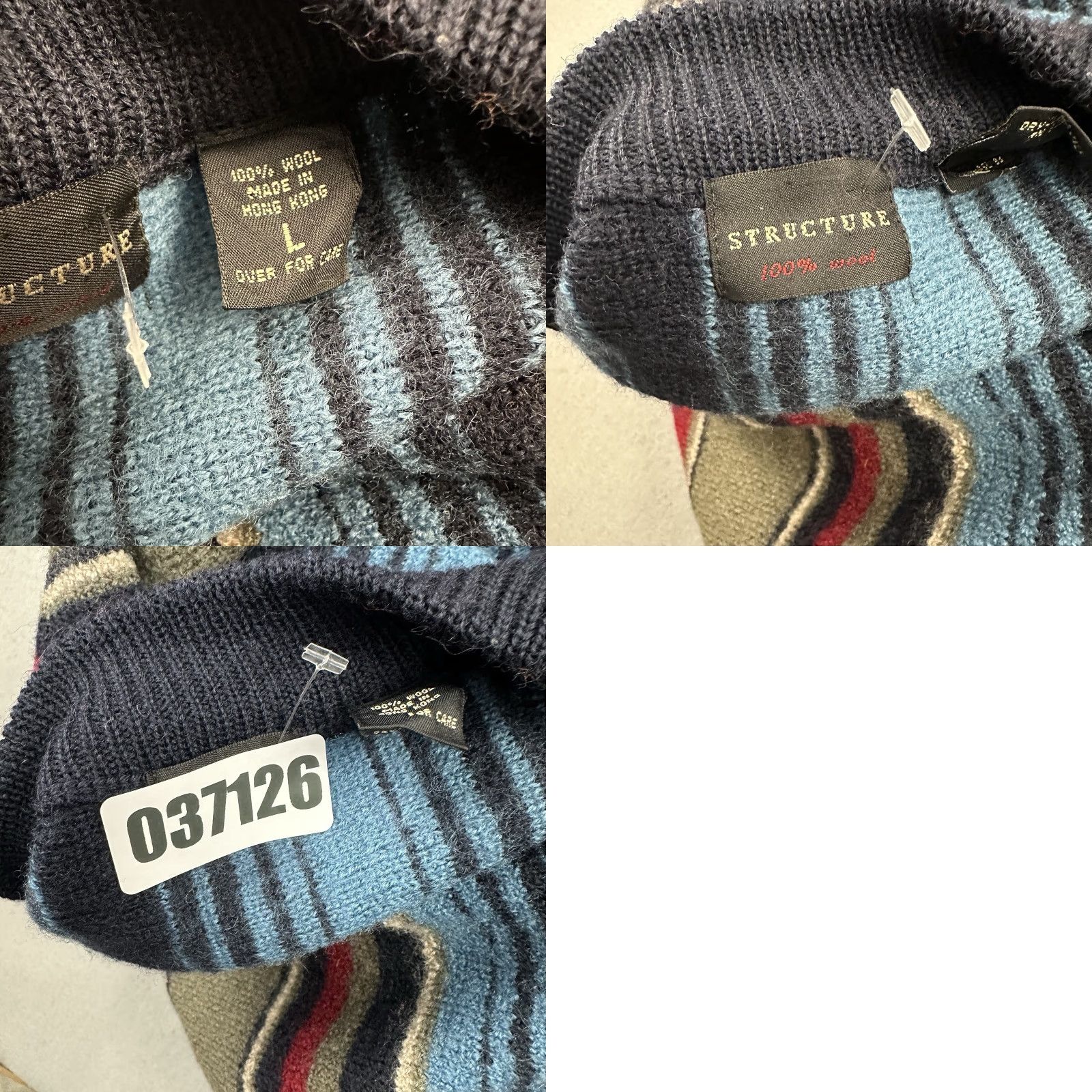Vintage VINTAGE Structure Sweater Cardigan Men L Blue Wool 90s Grandpa Striped Knit Long Sleeve Collared Reg Mens Size US L / EU 52-54 / 3 - 8 Thumbnail