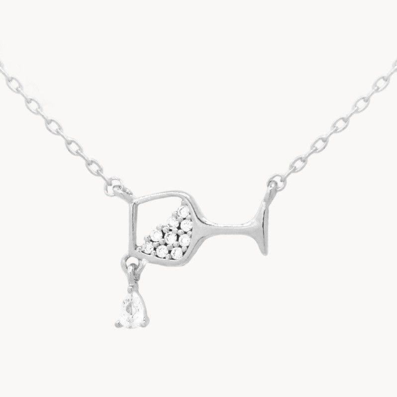 Other Secret Box sterling silver dipped CZ spilling wine necklace Size ONE SIZE - 2 Thumbnail