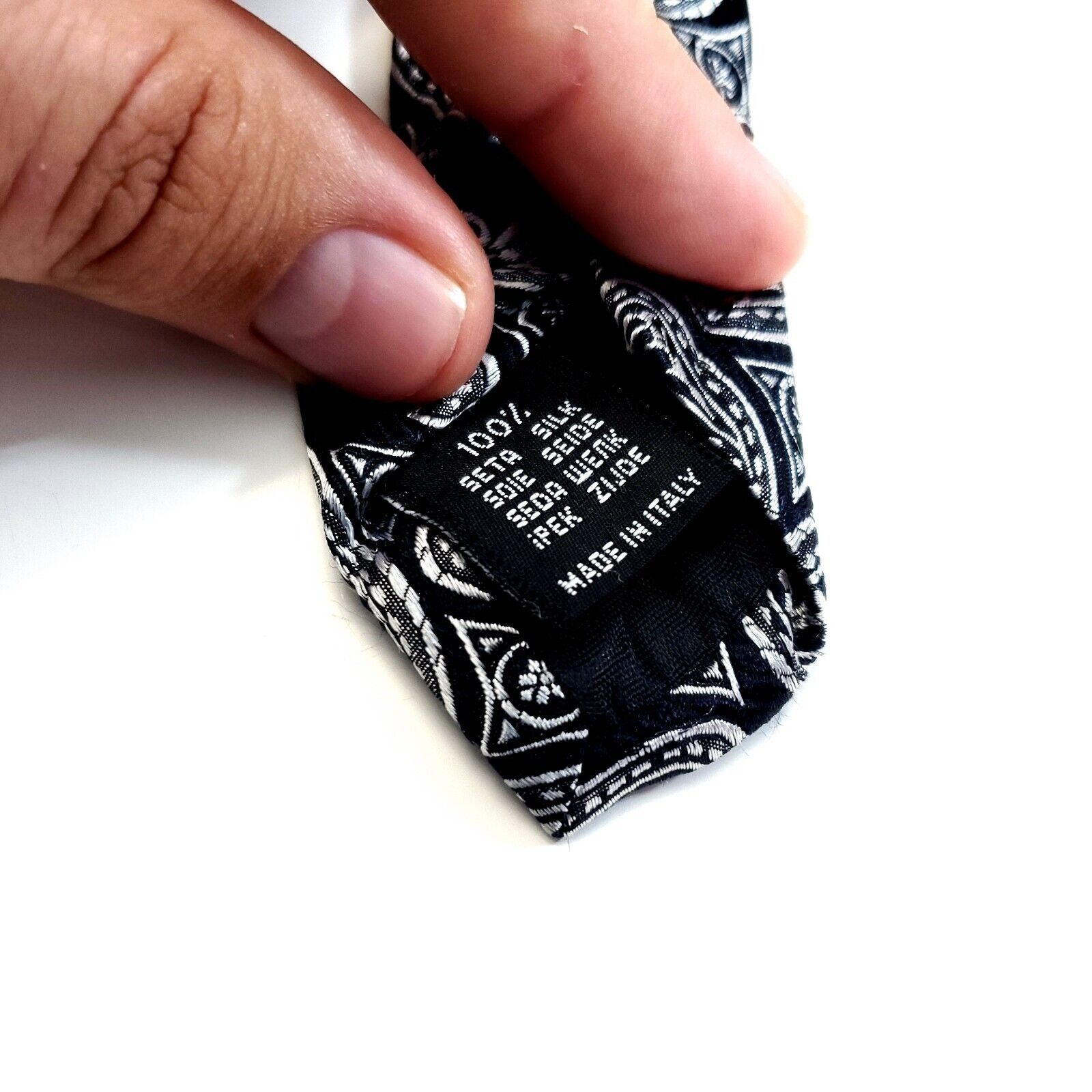 Zanetti Zanetti Italy Black Gray Paisley Woven Long Silk Tie Size ONE SIZE - 4 Thumbnail