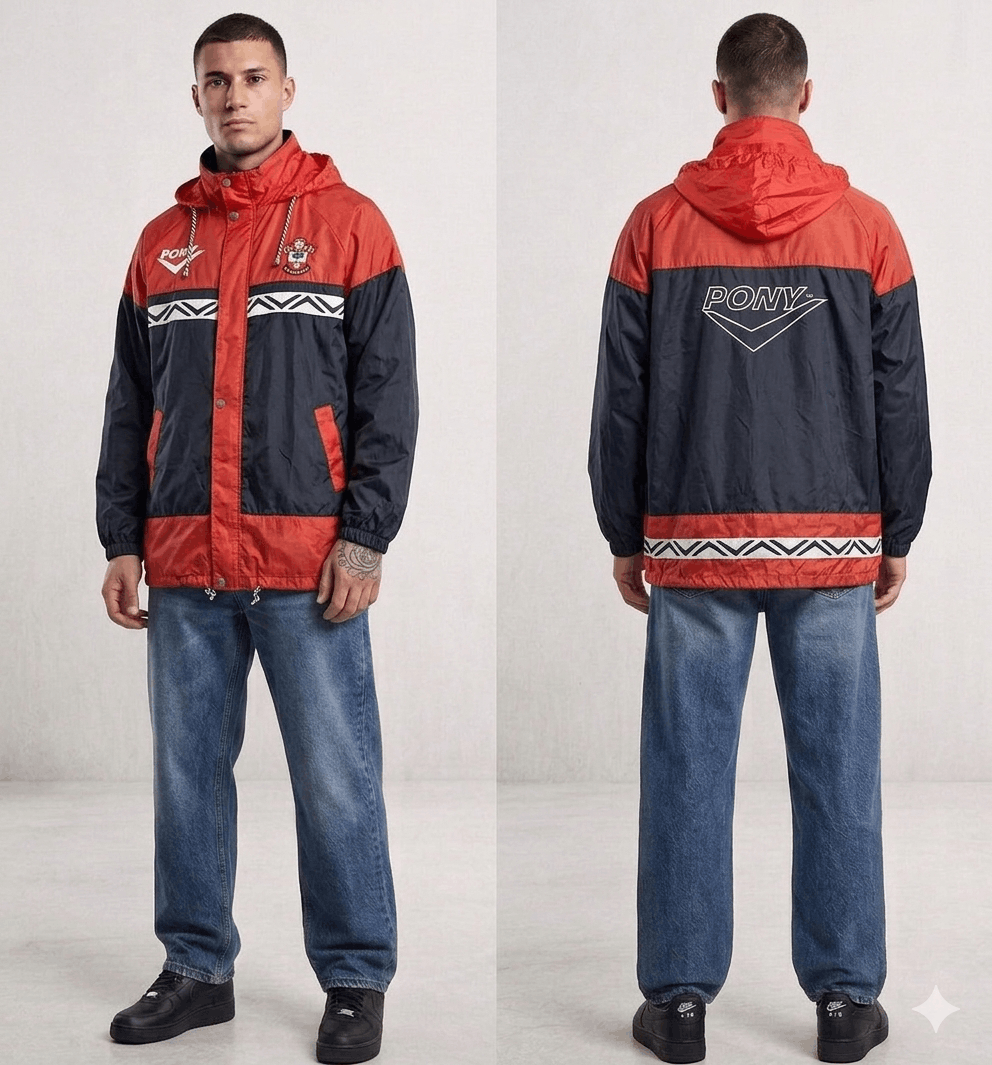 PONY Southampton FC RARE Vintage Training Jacket Pony 1993–1995 Size US XL / EU 56 / 4 - 1 Thumbnail