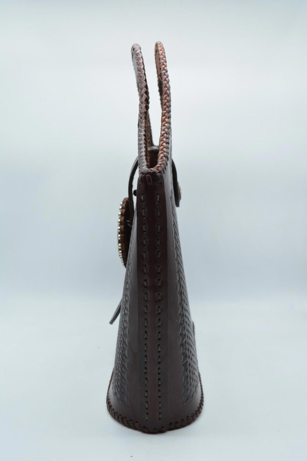 2120 Handcrafted Western Leather Tote Cowgirl Star Concho Handmade Satchel Size ONE SIZE - 4 Thumbnail
