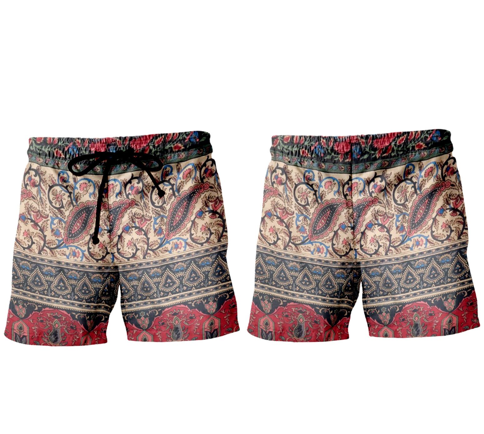 Designer Cotton Muslin Bermuda Shorts With Voyage Imaginaire Print Size US 29 - 3 Thumbnail