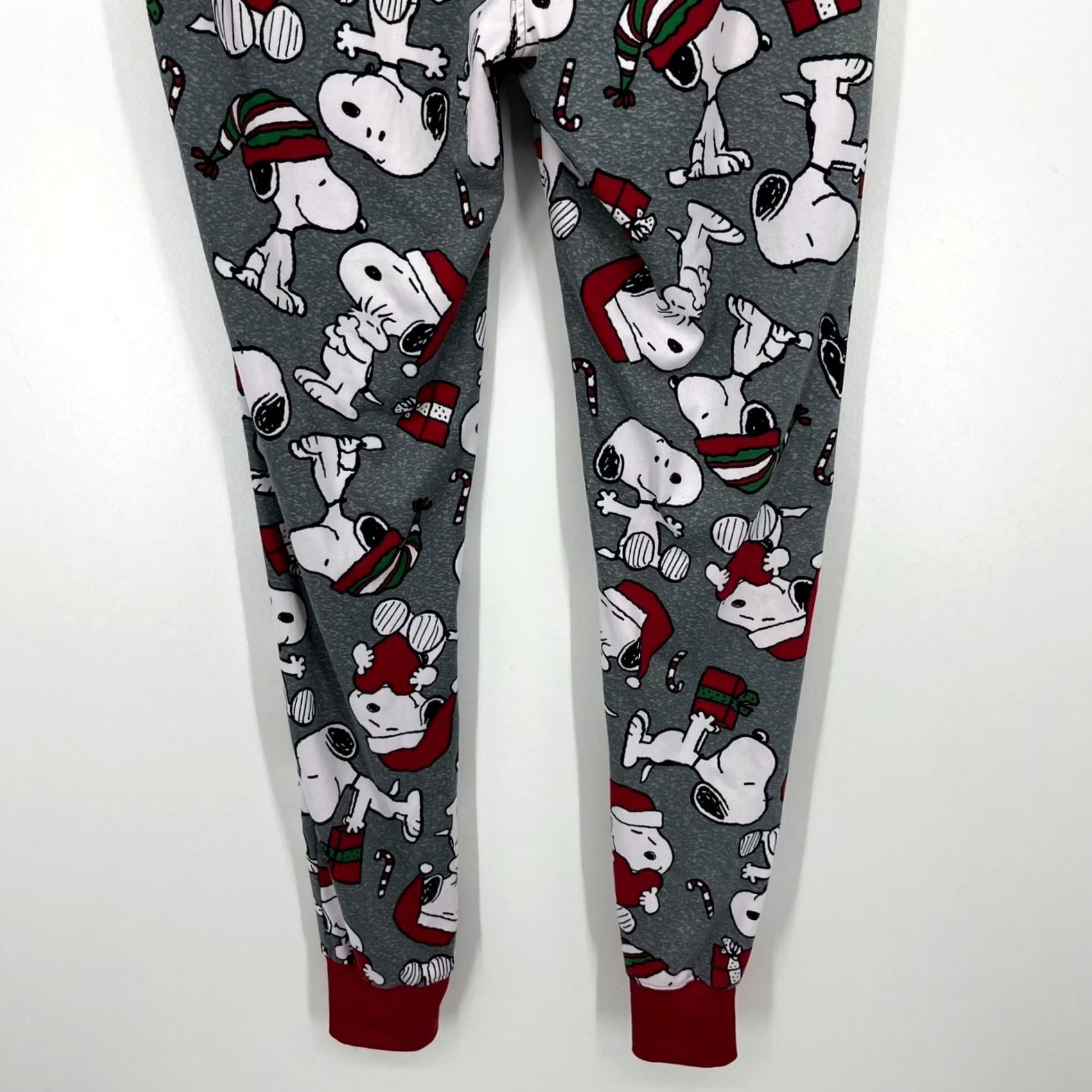 Vintage Munki Munki Peanuts Pajama Pants Men's L Gray Snoopy Christmas 2 Piece 100% Polyester Size US 33 - 6 Thumbnail