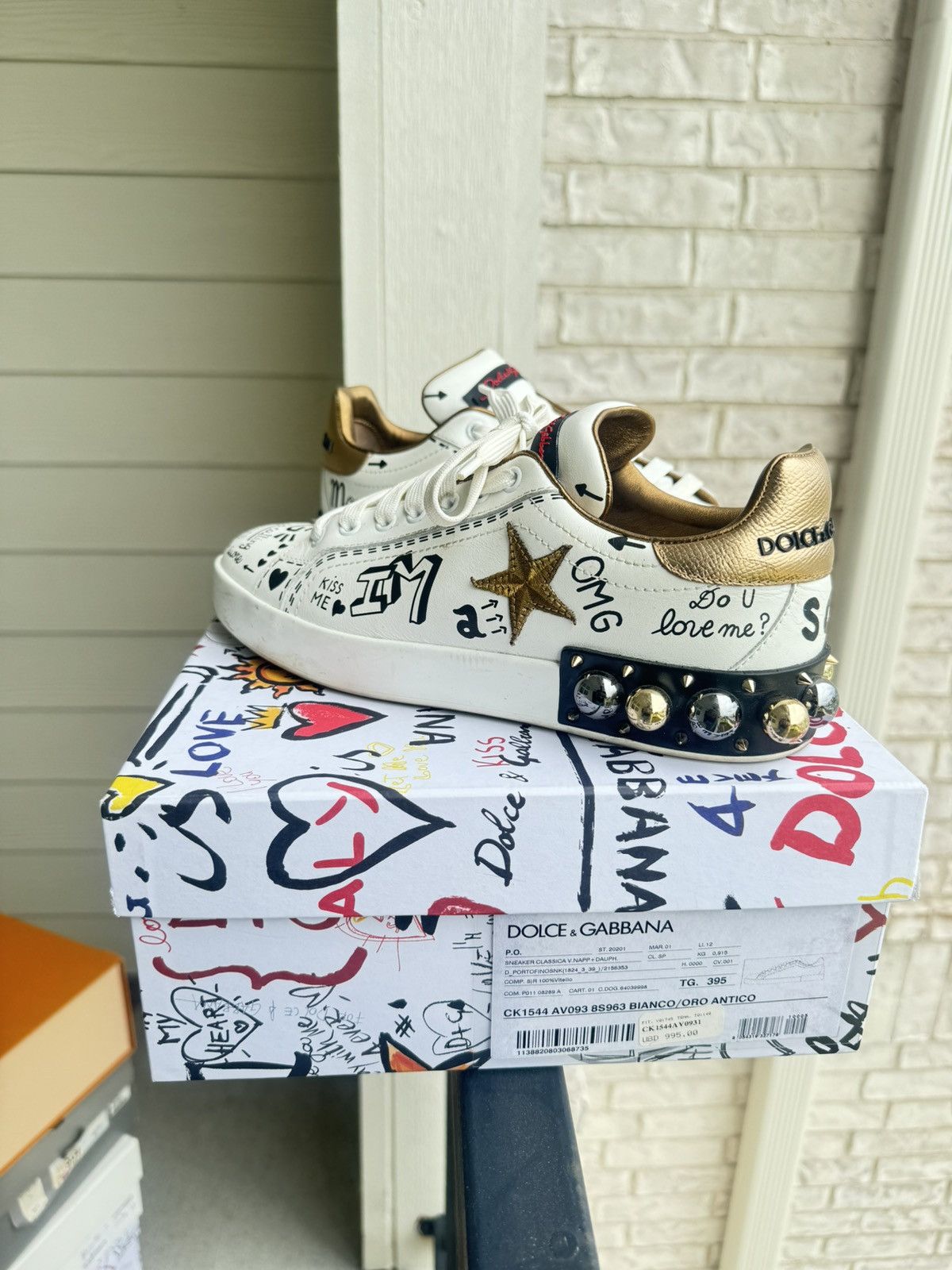 Dolce & Gabbana Dolce And Gabbana White and black spiked low trainer Size US 9 / IT 39 - 2 Thumbnail