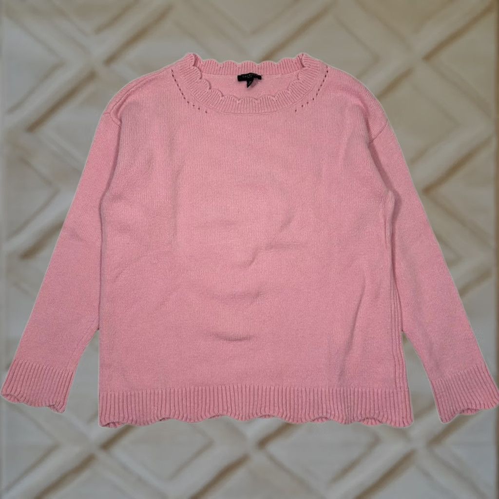Talbots Talbots Pink Scalloped Edge Knit Pullover Sweater Long Sleeve Womens SP Size XXS / US 00 / IT 34 - 1 Thumbnail
