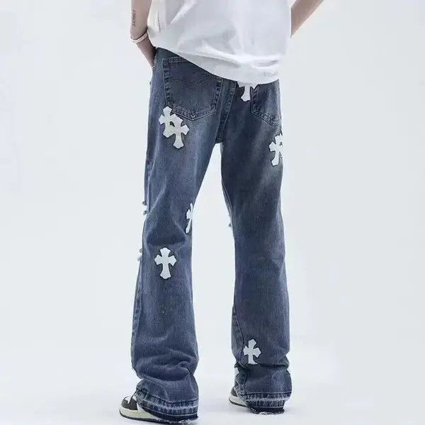 Japanese Brand × Jean High street hip hop cross patch bootcut jeans Size US 32 / EU 48 - 3 Thumbnail