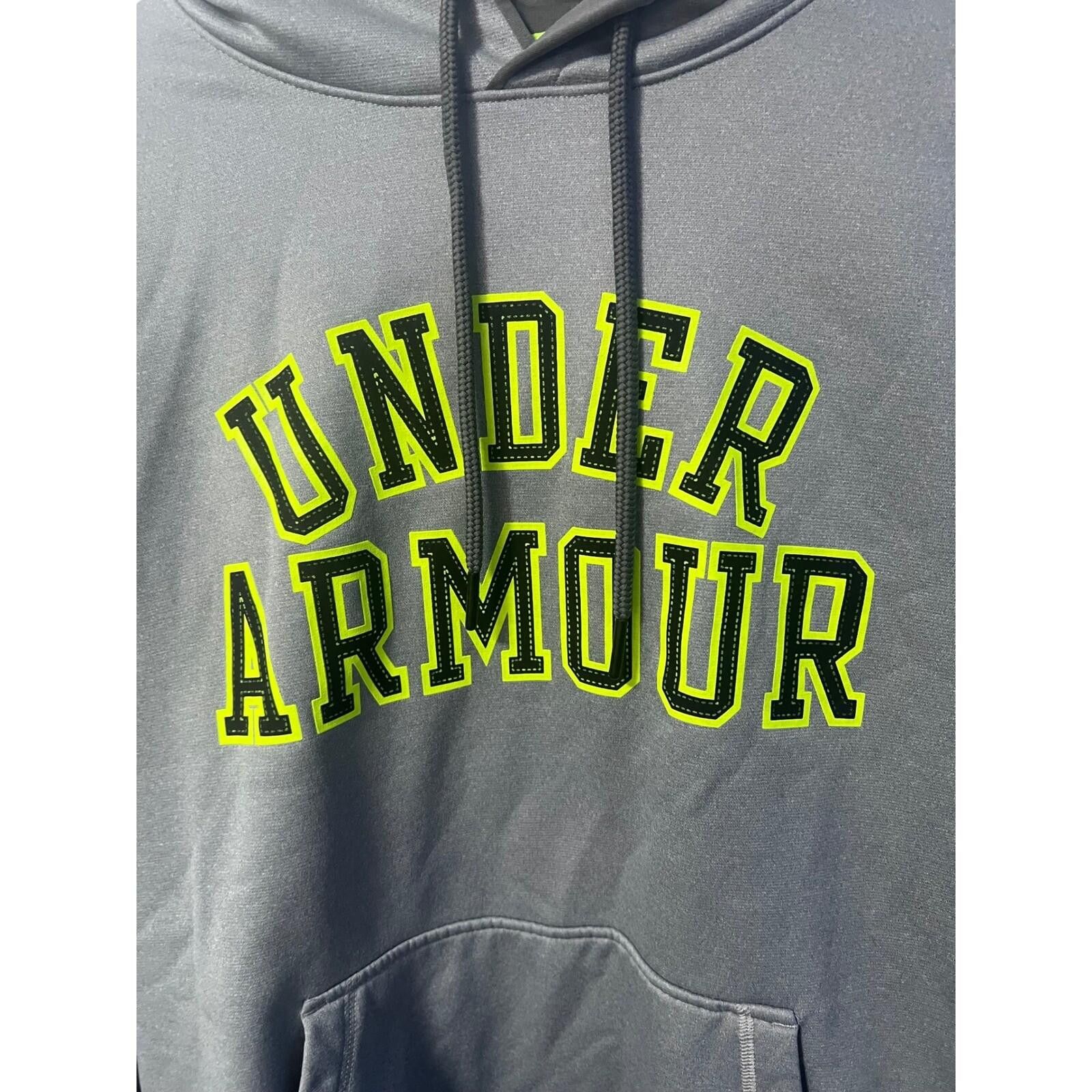 Under Armour Under Armour Hoodie Mens Medium Gray Neon Graphic Logo Size US M / EU 48-50 / 2 - 2 Thumbnail