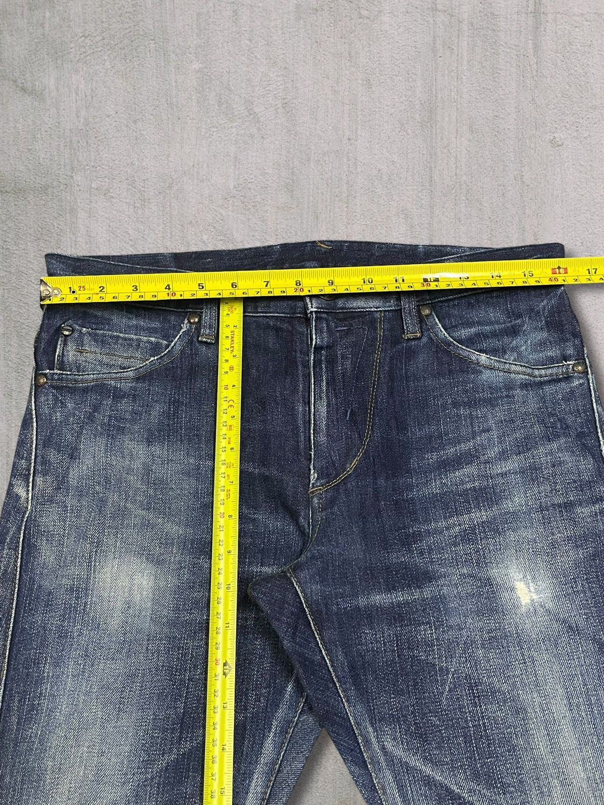 Vintage Japanese Goth Skull Blue Wash Back Buckle Slim Jeans
