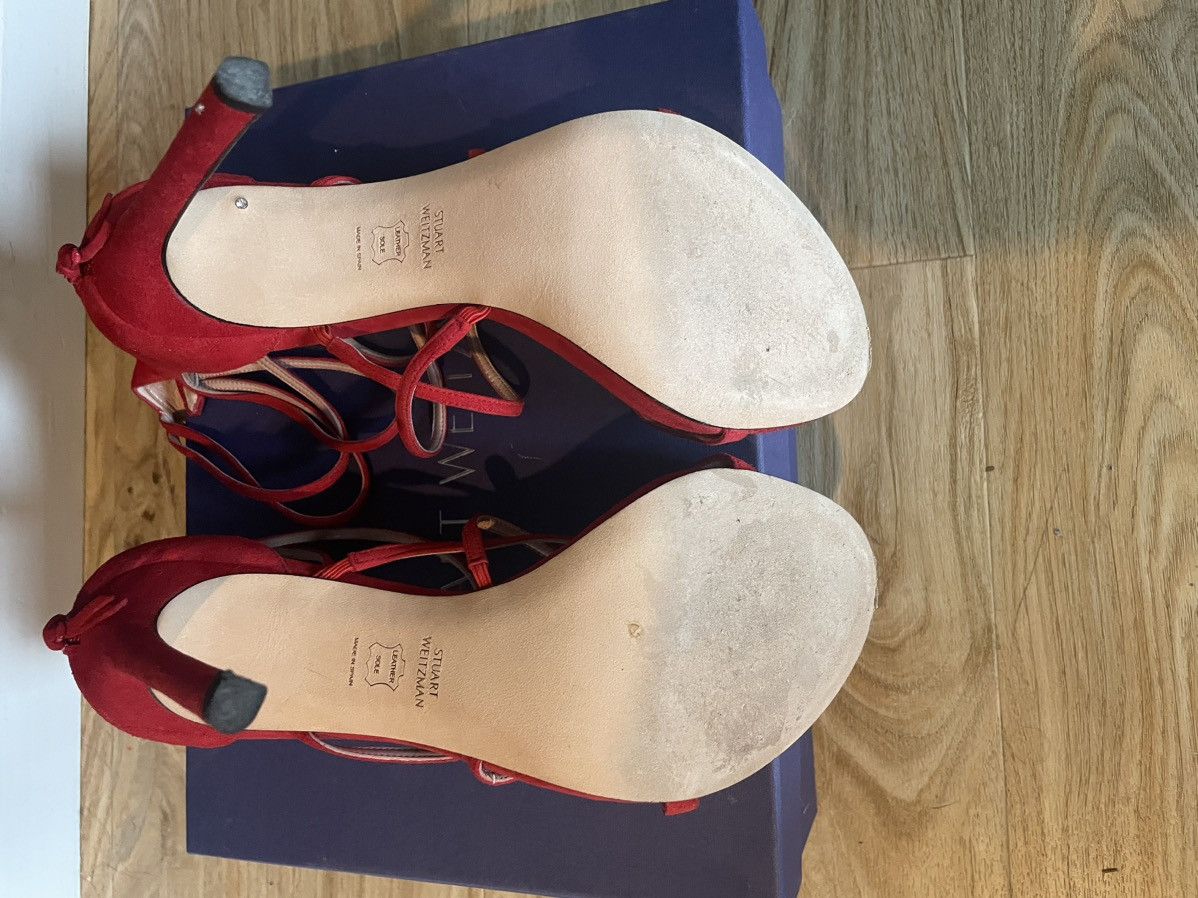 Stuart Weitzman Stuart Weitzman Red Suede Strappey Stilettos 4inch Heel Size US 11 / IT 41 - 6 Thumbnail