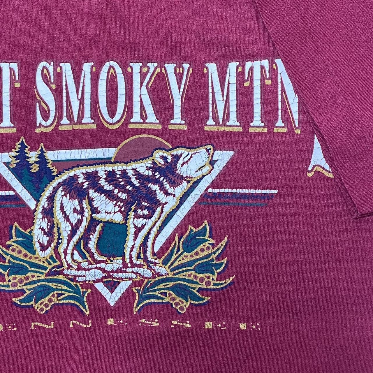Fruit Of The Loom Vintage Great Smoky Mountains Burgundy Nature Tee Size Large Size US L / EU 52-54 / 3 - 3 Thumbnail