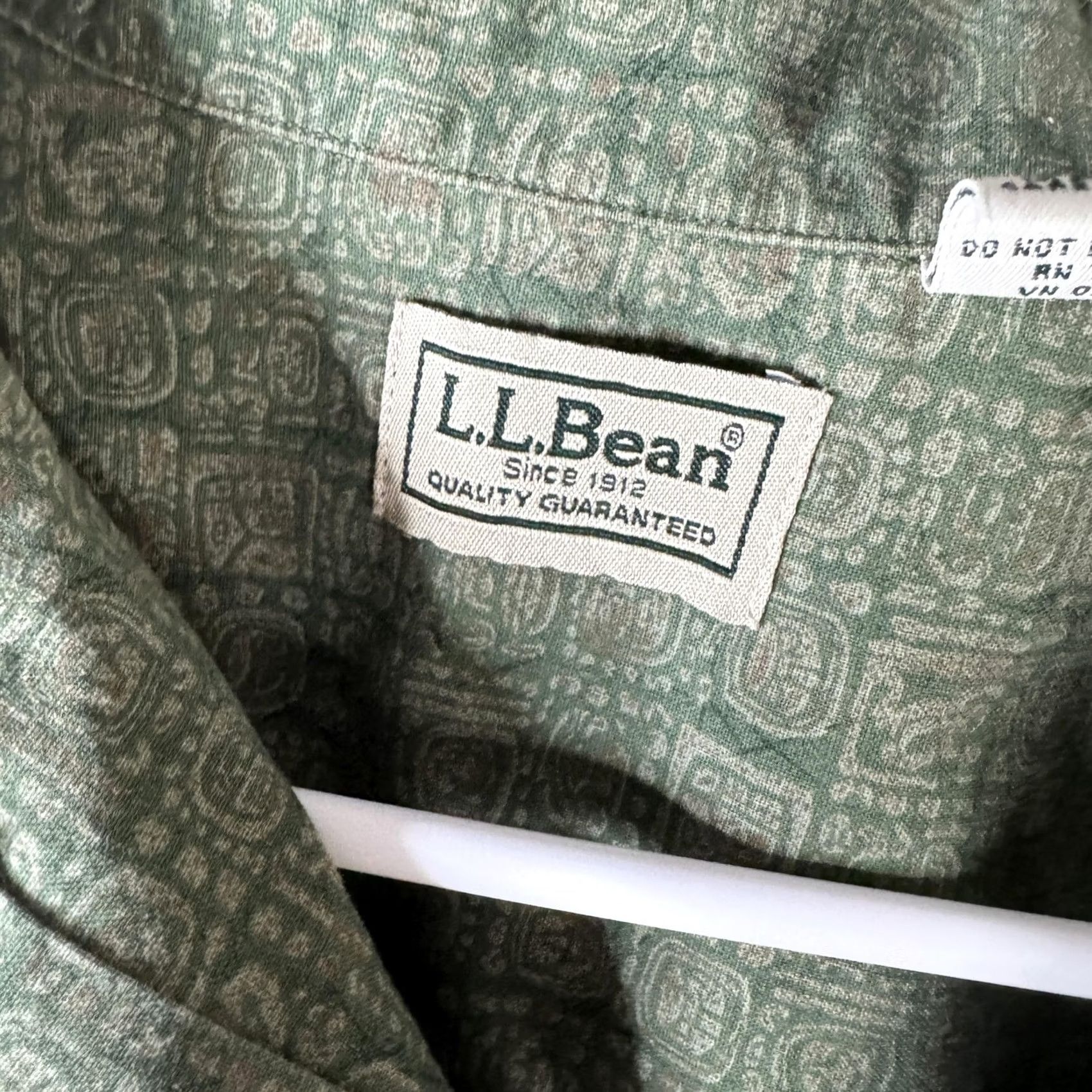 Vintage L.L.Bean Shirt Mens Medium Green Geometric Cotton Short Sleeve Button Front Size US M / EU 48-50 / 2 - 6 Thumbnail