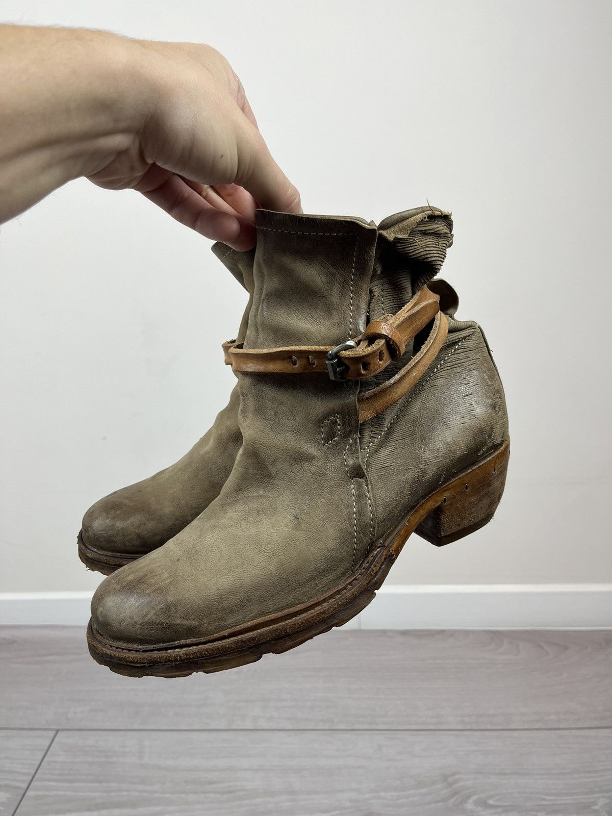 A.S.98 A.S. 98 Airsteps Avante Garde Beige Leather Heel Boots Size US 8 / IT 38 - 13 Thumbnail