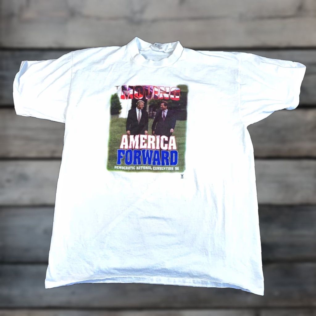 Vintage VINTAGE Clinton Gore Campaign T-Shirt Men 2XL White 90s Patriotic Retro Cotton Size US XXL / EU 58 / 5 - 1 Thumbnail