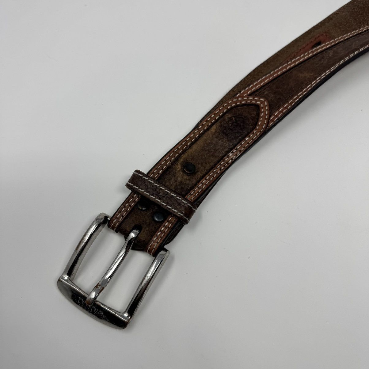 Ariat Ariat Men's 46 Brown Leather Belt Western Cowboy FLAWS Size 46 - 3 Thumbnail