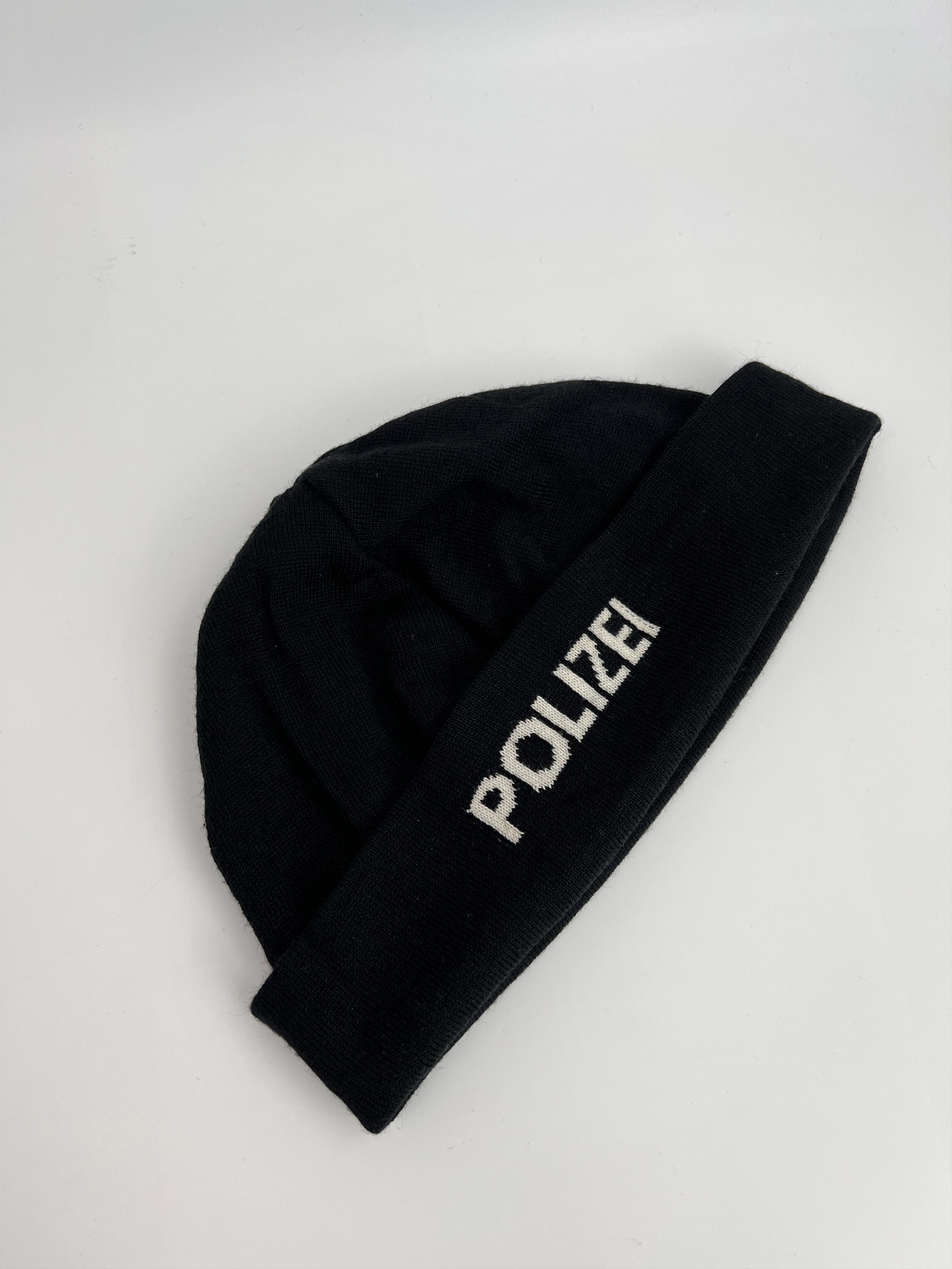 Vintage Vintage y2k Polizei Black Wool Beanie Hat Size ONE SIZE - 3 Thumbnail