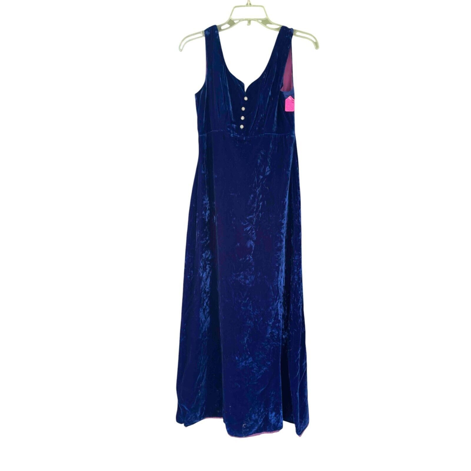 Other 1970's Vintage ILGWU Crushed Velvet Sleeveless Blue Dress Size XS / US 0-2 / IT 36-38 - 1 Thumbnail