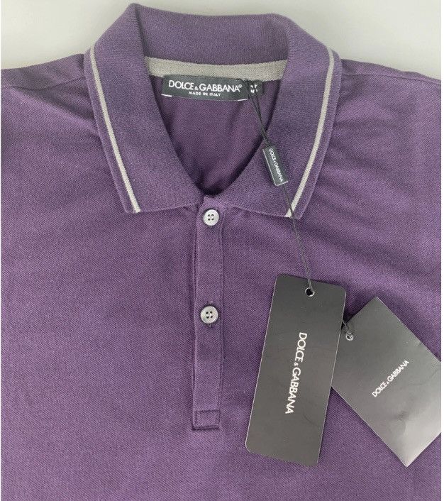 Dolce & Gabbana Dolce & Gabbana 🇮🇹 Purple Leather Logo Bar Polo Shirt 54e NWT Size US L / EU 52-54 / 3 - 5 Thumbnail