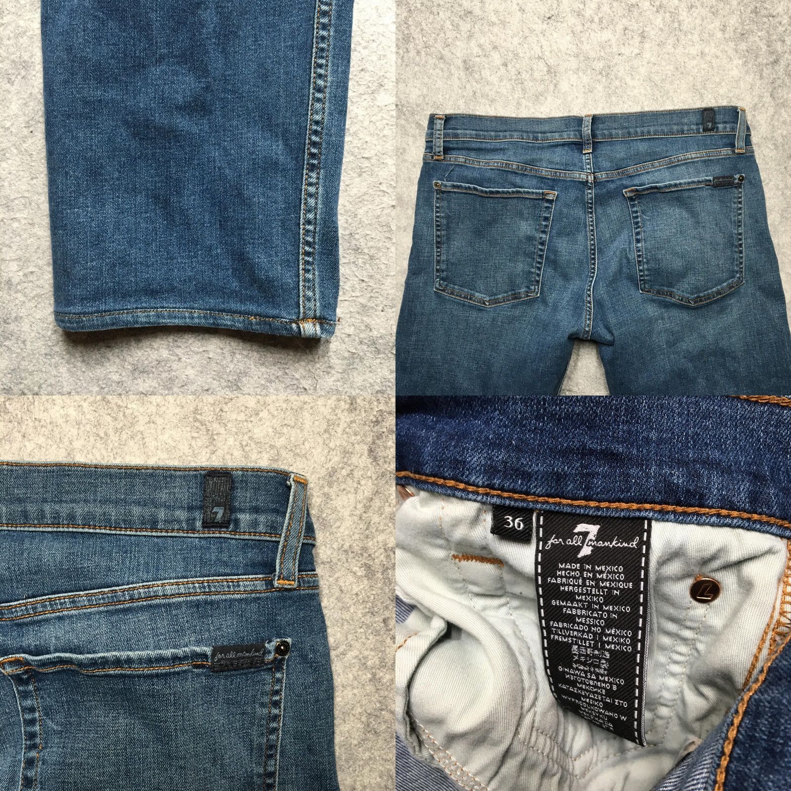 7 For All Mankind 7 For All Mankind Slimmy Jeans Mens 36x32 Blue Slim Straight Medium Wash Denim Jeans Slimmy Model Mens 36 Inseam 32 Size US 36 / EU 52 - 8 Thumbnail