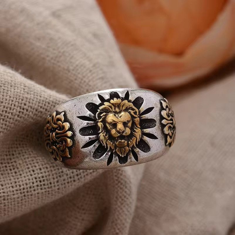 Jewelry × Vintage Vintage Lion Animal Design Thai Silver Ring Size ONE SIZE - 3 Thumbnail