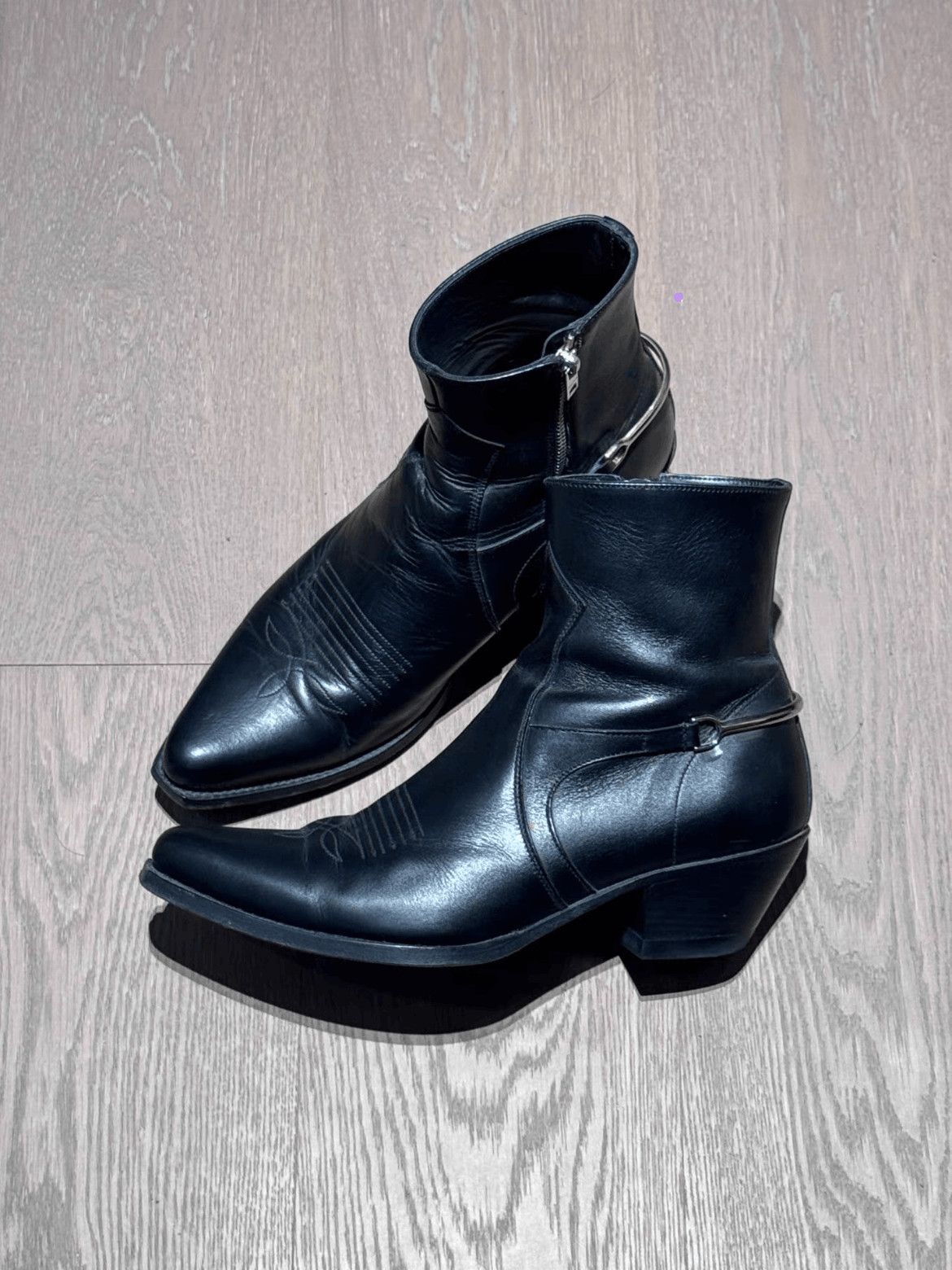 CELINE　ベルリンブーツ　Y2K　ジッパーブーツ　ブラックレザー