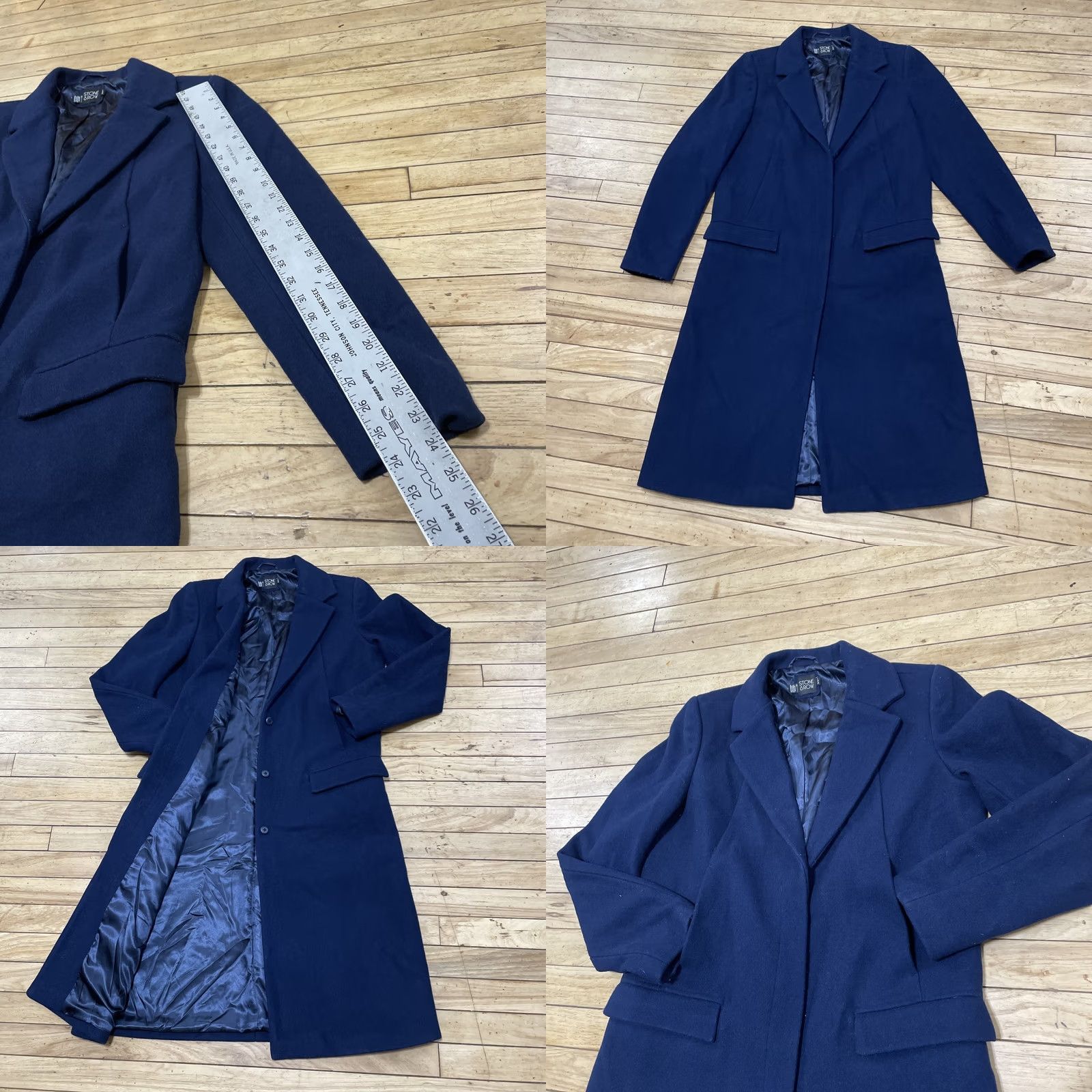 Vintage Stone Row Wool Trench Coat Women L Blue Long Overcoat Heavyweight Duster City Bohemian 90s Mens? Size L / US 10 / IT 46 - 9 Thumbnail
