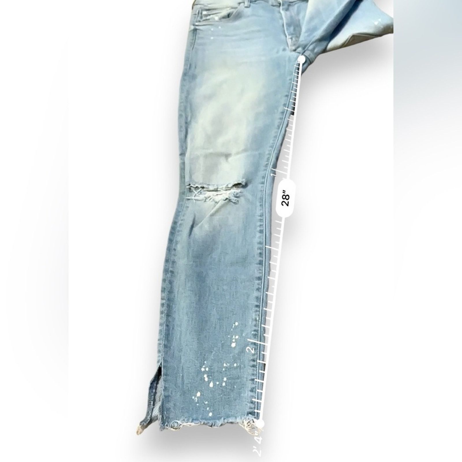 MOTHER Mother The Looker Sacred Slit Ankle Paint Splatter Jeans 27 Size 27" / US 4 / IT 40 - 15 Thumbnail