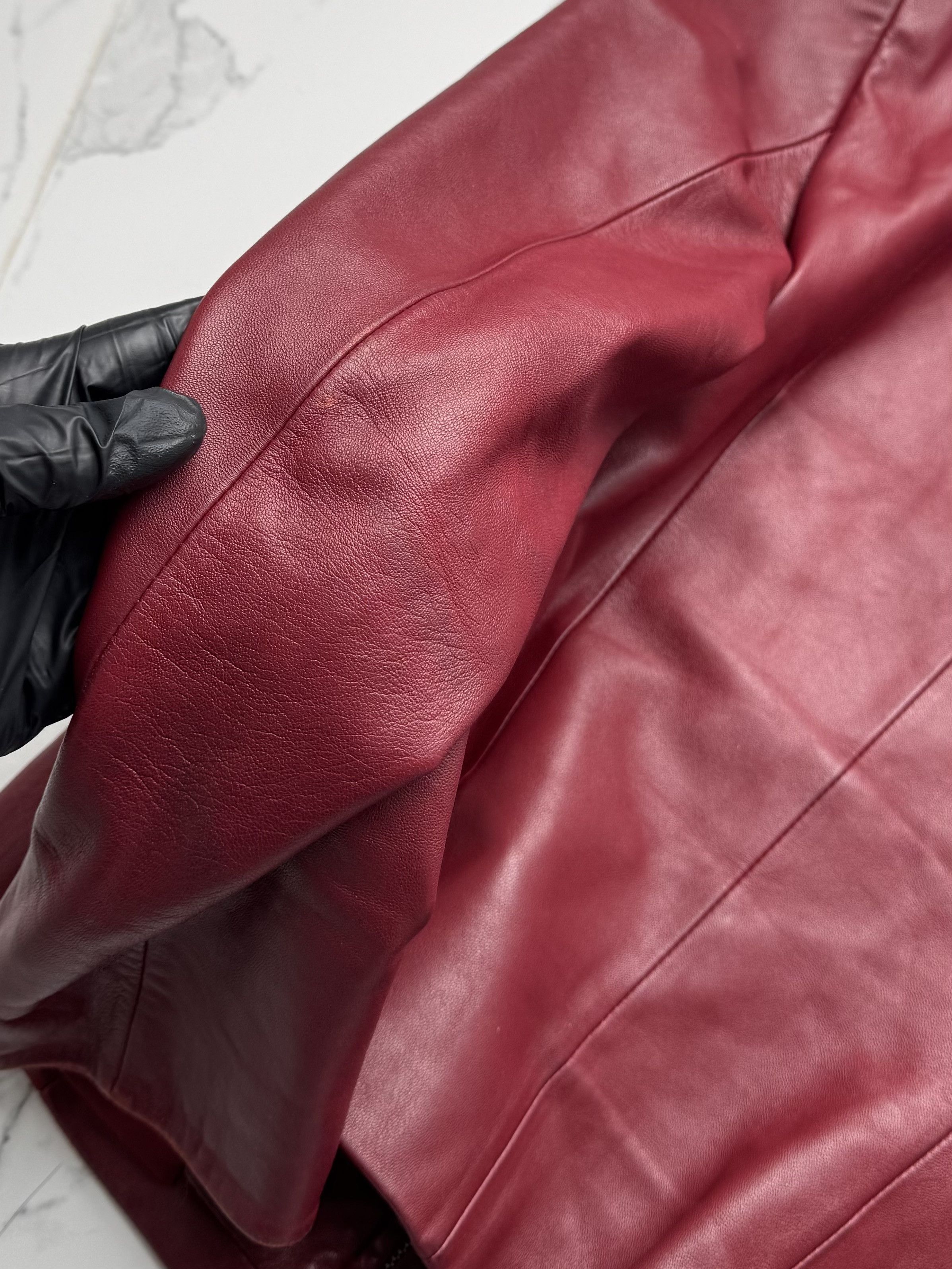 Vintage Y2K Red Leather Jacket Womens Slim Fit Zip Up Biker Style Size S / US 4 / IT 40 - 18 Thumbnail