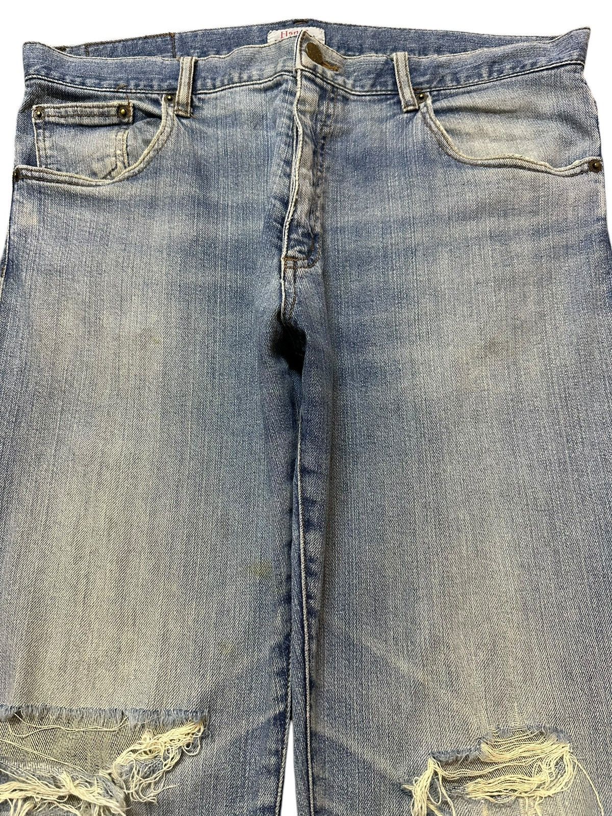 Hanes Vintage 90s Hanes Faded Wash Destroyed Distressed Jeans Size US 34 / EU 50 - 3 Thumbnail