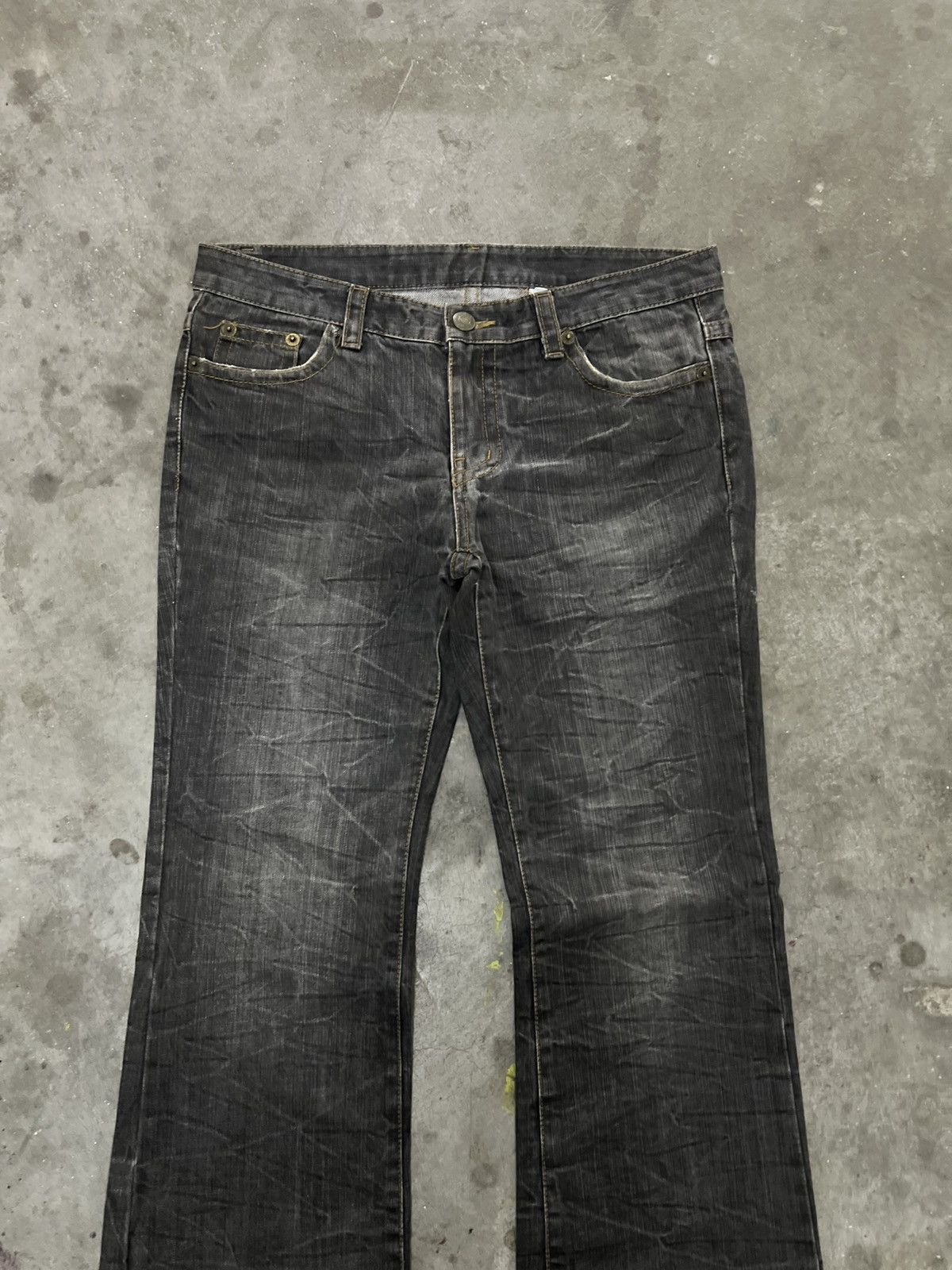 Japanese Brand × Vintage FLARED🔥UNKNOWN DISTRESSED DENIM PANT Size US 33 - 2 Thumbnail
