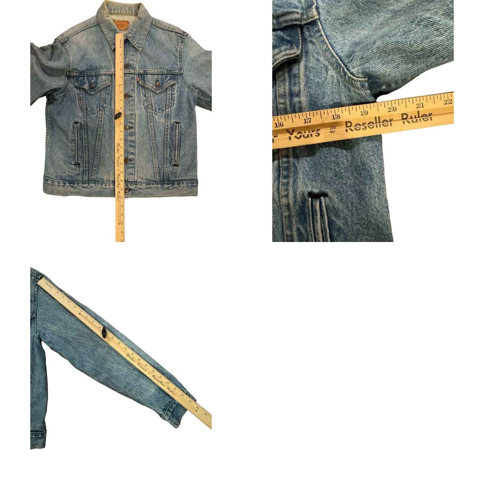 Levi's VINTAGE Levi's Trucker Jacket Mens 42R Blue Denim Medium Wash USA 90s Leather? No accents? Size US 42 / EU 58 - 9 Thumbnail