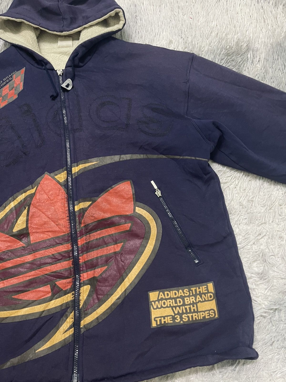 Adidas 90s ADIDAS HOODIE ZIPPER UP RARE DESIGN DISTRESSED Size US XL / EU 56 / 4 - 9 Thumbnail
