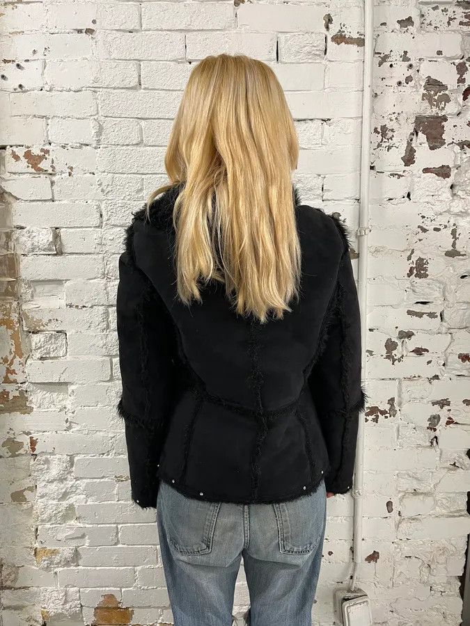 Balmain 1990s Balmain Black Faux Fur Shearling Effect Jacket Size XS / US 0-2 / IT 36-38 - 2 Thumbnail