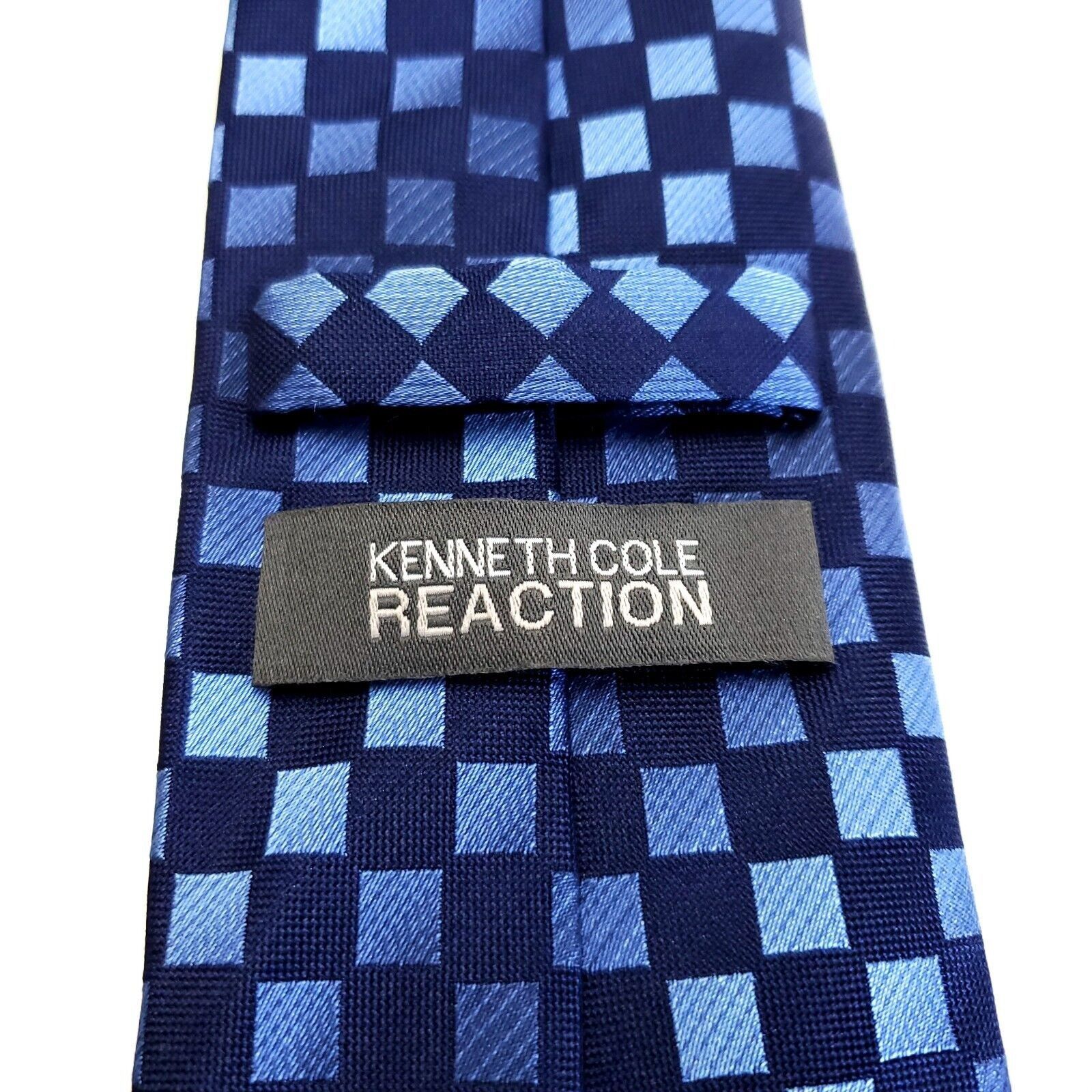 Kenneth Cole Kenneth Cole Reaction Blue Check Woven Silk Tie Size ONE SIZE - 3 Thumbnail