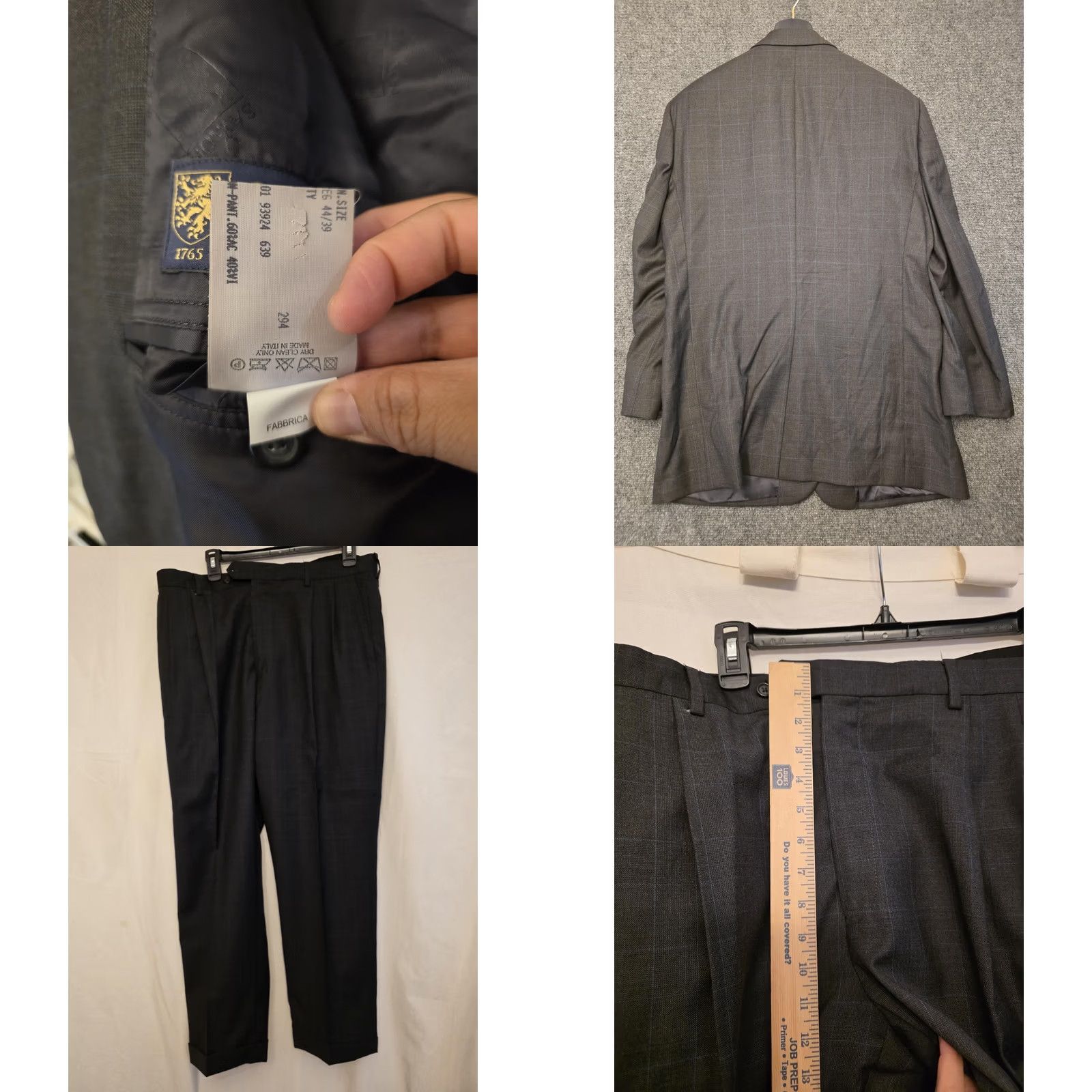 Brooks Brothers Brooks Brothers Madison Suit Mens 44 Gray Plaid 2 Piece Jacket Pants Italy Wool 39x29 Regular Notch Lapel Four-Button Cuffed Size 44R - 9 Thumbnail