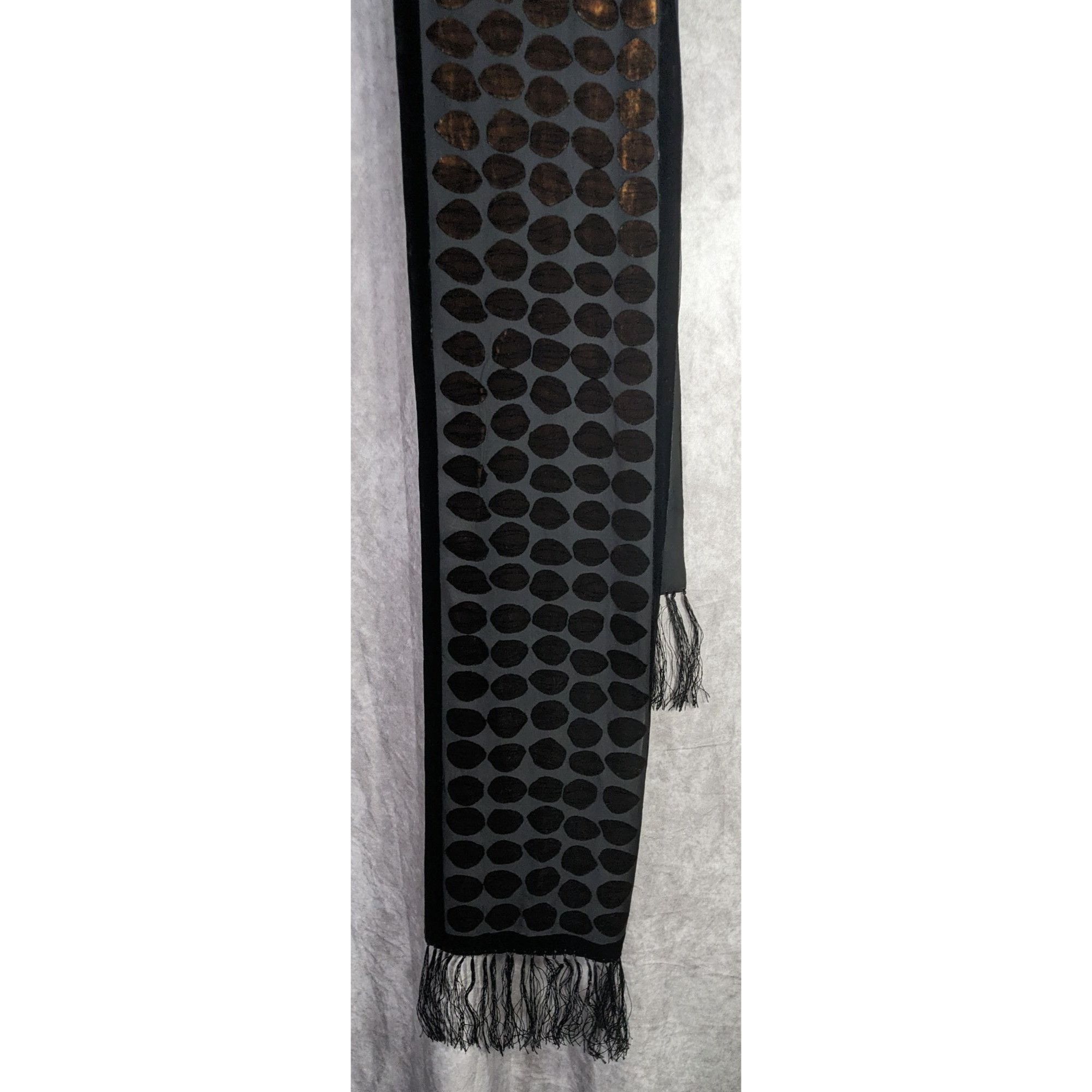 Other Vintage Geometric Burnt Velvet Scarf Copper Tone With Fringe Size ONE SIZE - 9 Thumbnail