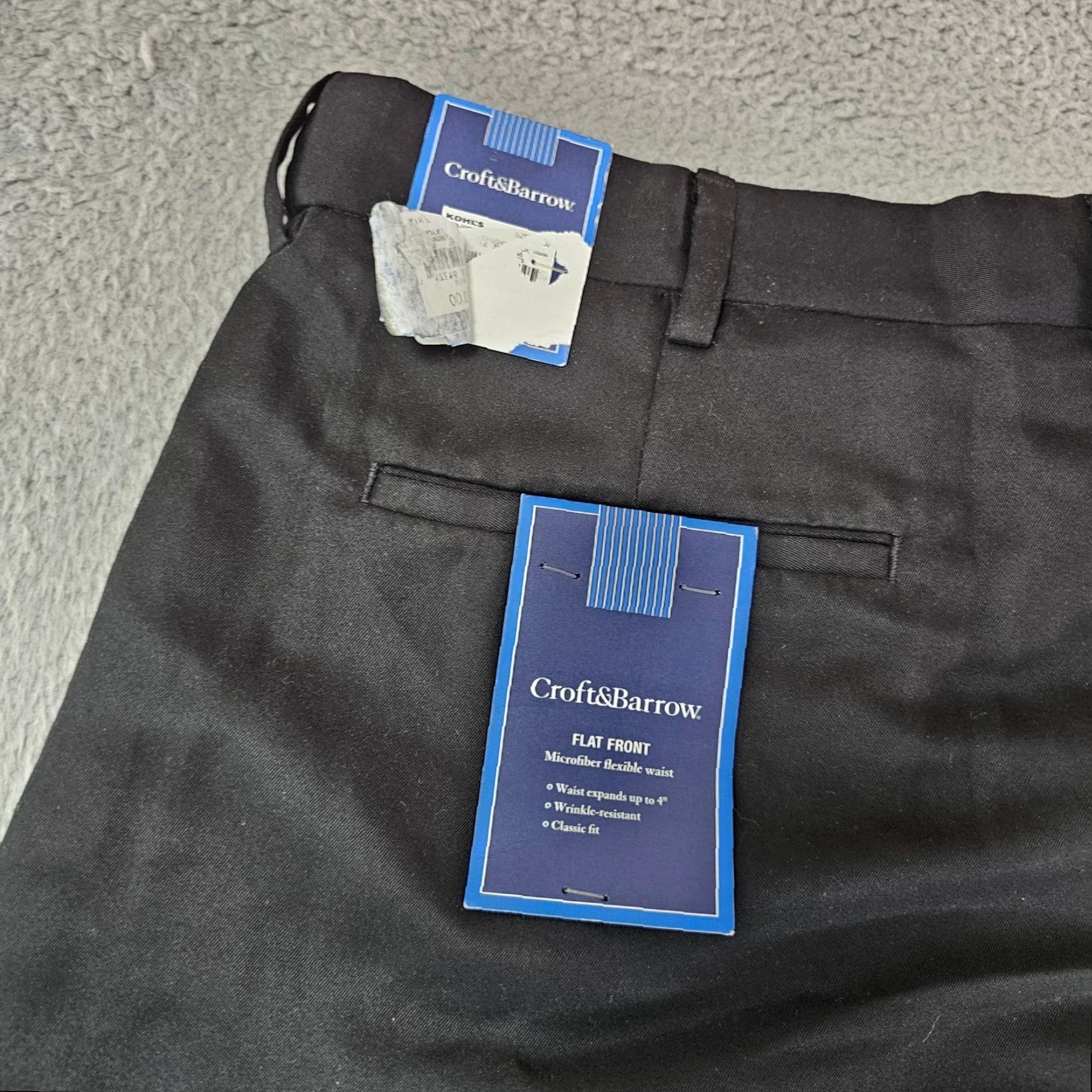 Croft & Barrow Croft & Barrow Dress Pants Mens 34x30 Black Microfiber Flat Front Slacks Trouser Pants Size US 34 / EU 50 - 7 Thumbnail