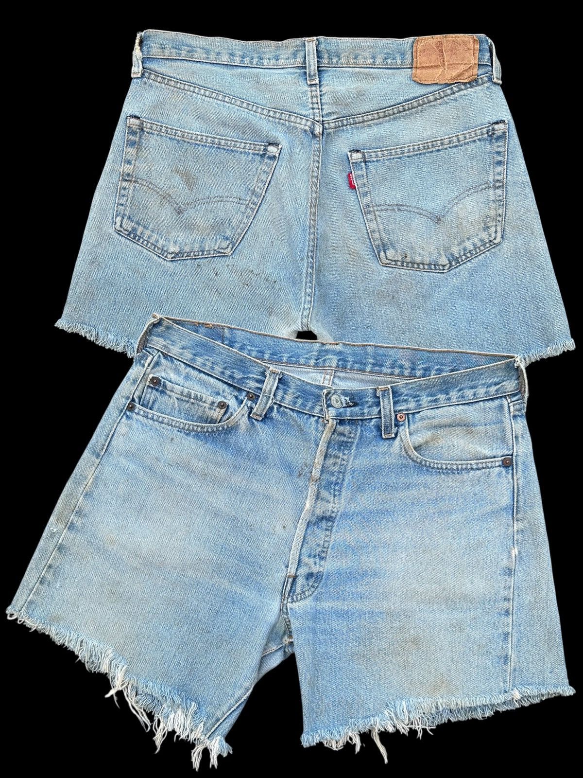 80's THRASHED Levis 524 Selvedge Distressed Short Denim Jean