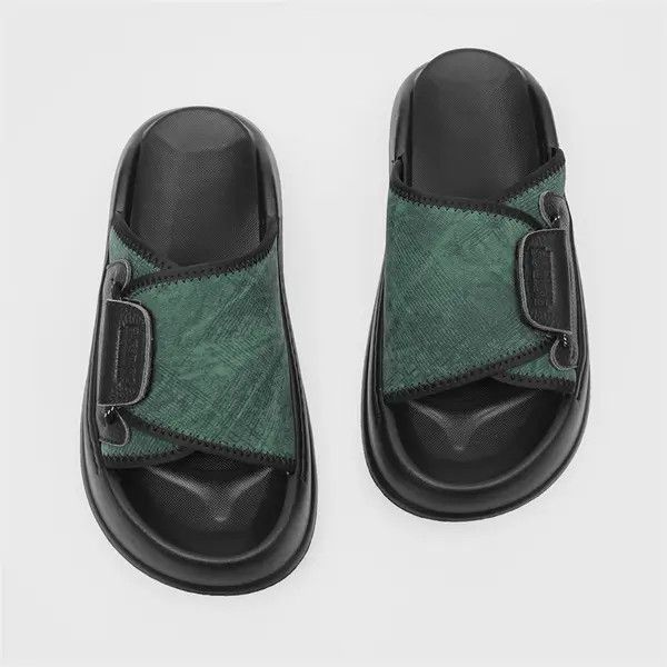 Other Stylish Green and Black Slip-On Sandals Size US 9 / EU 42 - 4 Thumbnail