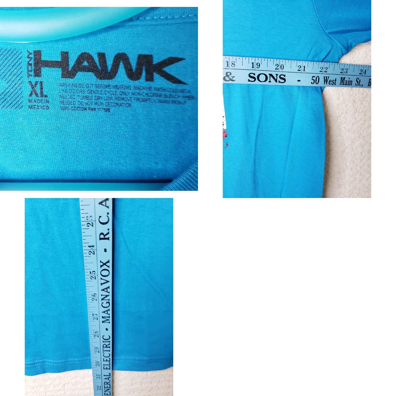 Vintage Tony Hawk T-Shirt Mens XL Blue Short Sleeve Crew Neck California Likes To Party Bear Logo Saying Graphic Print Jersey Solid Size US XL / EU 56 / 4 - 8 Thumbnail