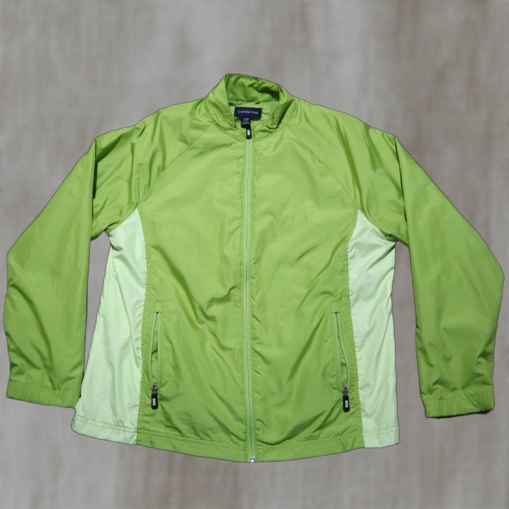 Lands' End Lands' End Jacket Green Windbreaker Lightweight Full Zip Long Sleeve Women Large Size L / US 10 / IT 46 - 1 Thumbnail