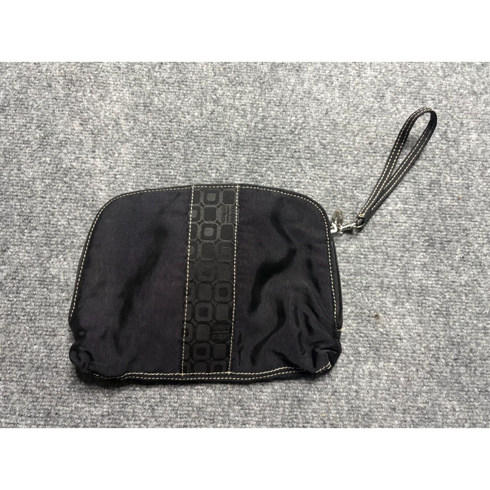 Liz Claiborne VINTAGE Liz Claiborne Bag Purse Shoulder Bag Black Canvas Fabric Wrist Strap Small Women 9 x 7 Y2K Black Wrist Strap Adapted Size ONE SIZE - 2 Thumbnail