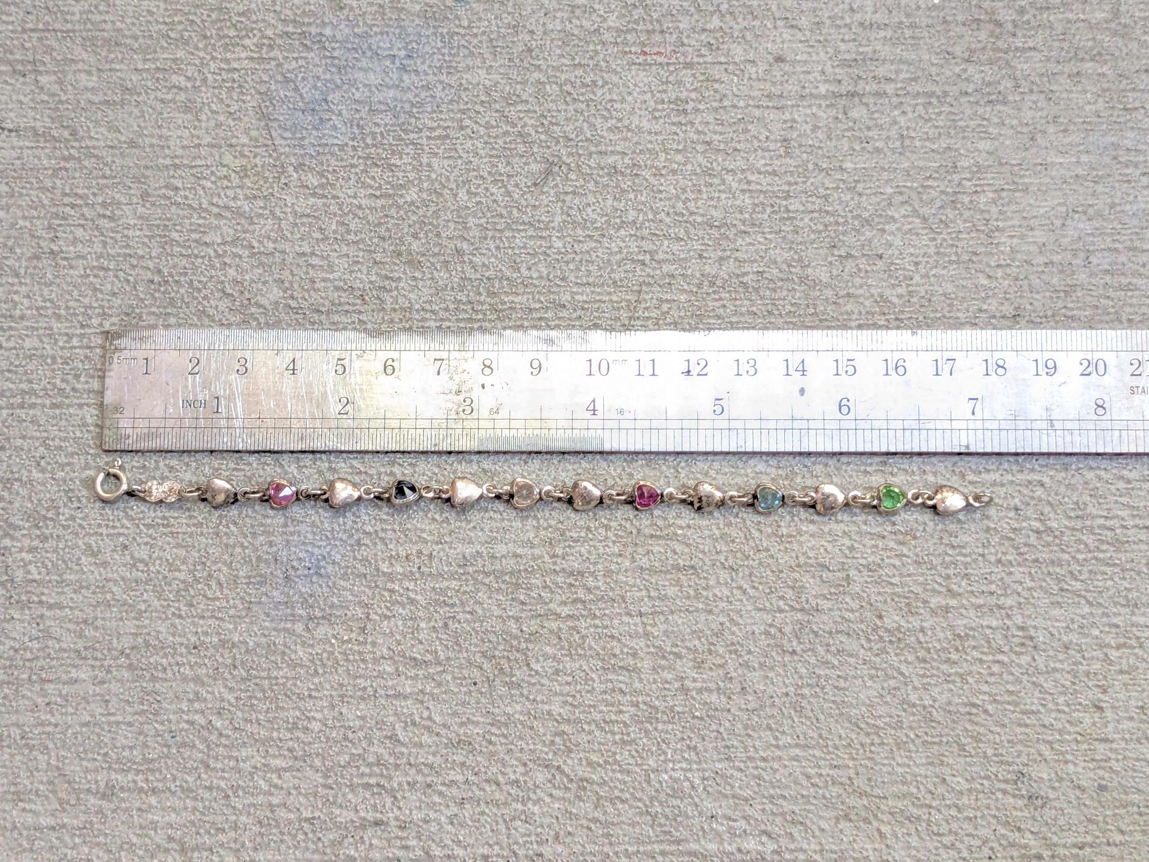 Jewelry Vintage Sterling Silver Bracelet Heart Rainbow Y2K Cute Size ONE SIZE - 16 Thumbnail