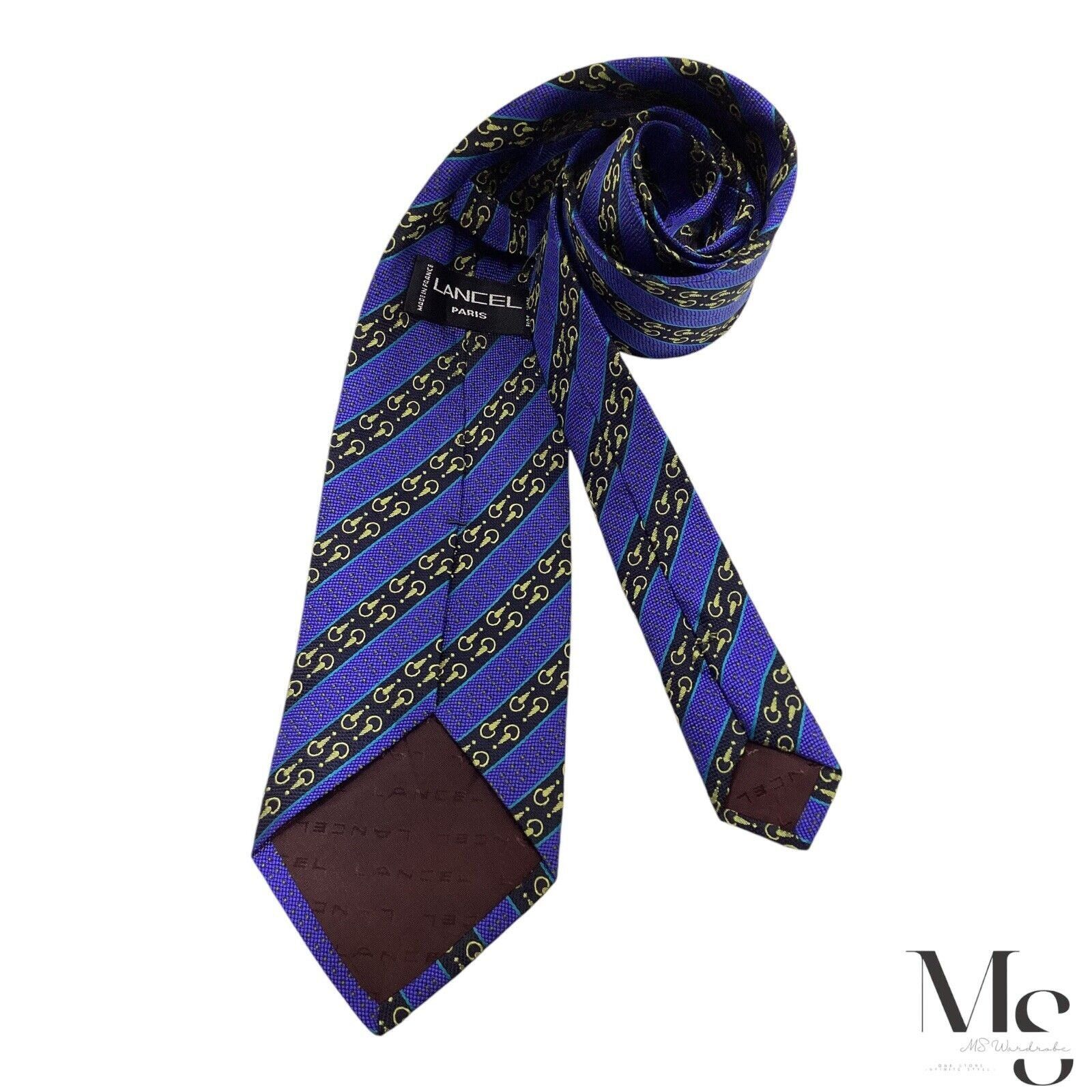 Lancel LANCEL PARIS XL Blue Striped With Snaffle Silk Tie Made In F Size ONE SIZE - 2 Thumbnail