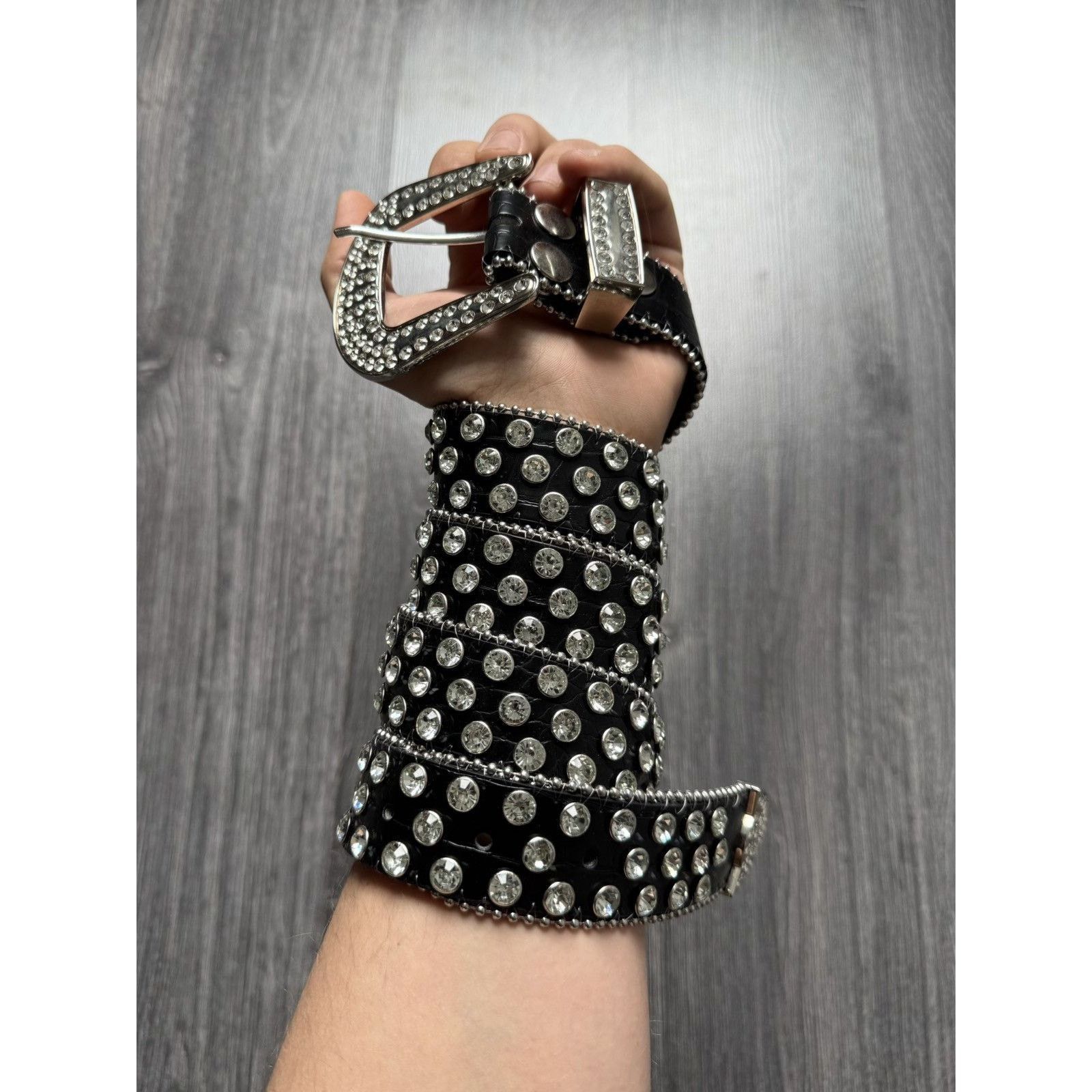 Japanese Brand × Vintage Vintage B.B Simon Style Belt Y2K Rhinestones Punk Metal Size ONE SIZE - 1 Thumbnail
