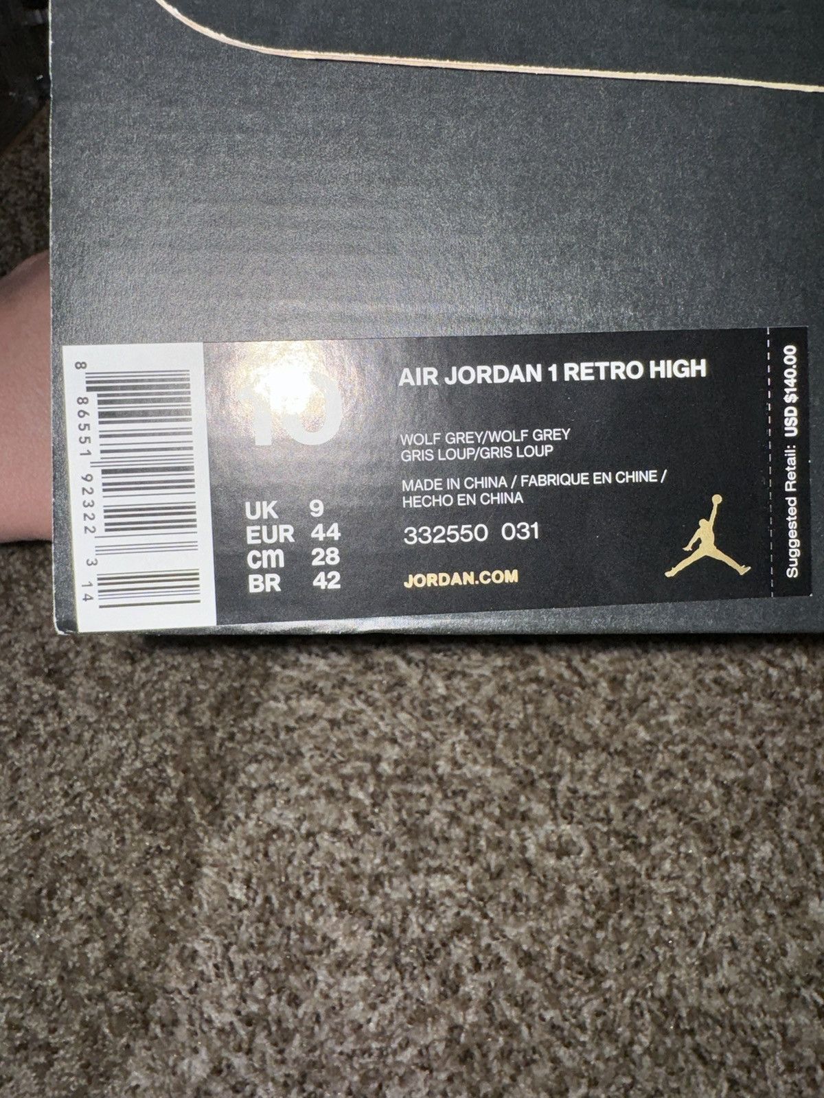 Jordan Brand Jordan 1 Retro Grey Suede Size US 10 / EU 43 - 2 Thumbnail