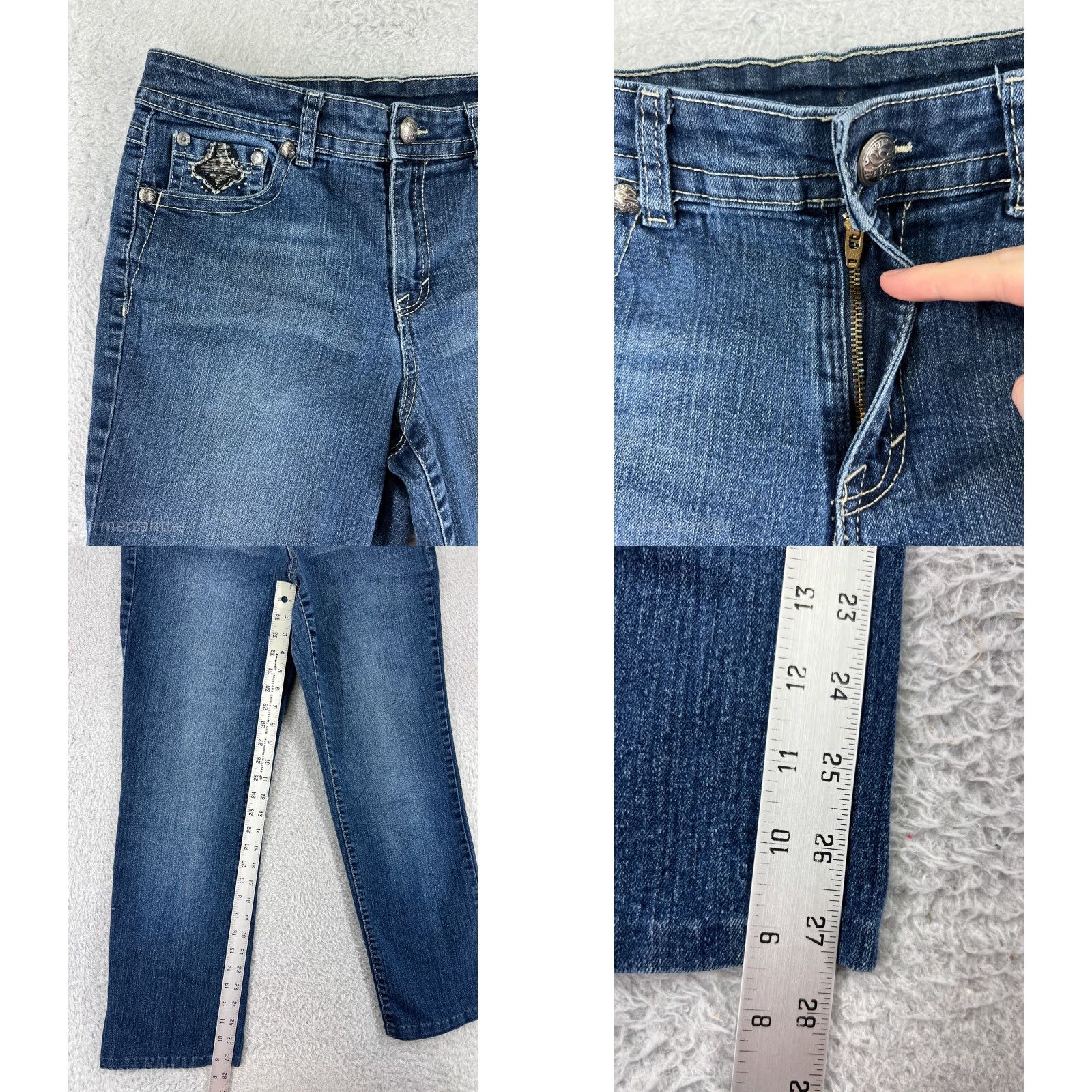 Vintage Style&co. Jeans Womens 8 Blue Denim Straight Leg 5-Pocket Design Bling Embroidered Logo Medium Wash Fall X-Options Mens? Size 30" / US 8 / IT 44 - 8 Thumbnail