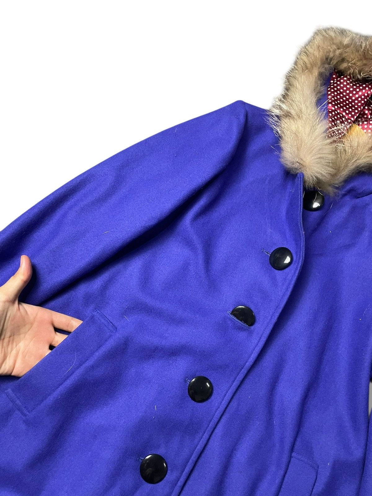 Japanese Brand × Vintage Cecil McBee Brand Fur Hooded Wool Jacket (114) Size US M / EU 48-50 / 2 - 5 Thumbnail